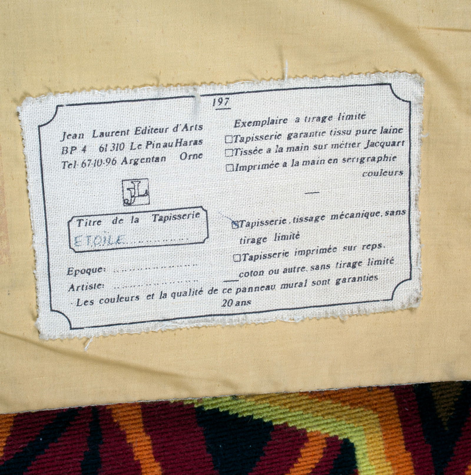 Bissery mid century wool tapestry modernist ""les etoiles " Stars - 5