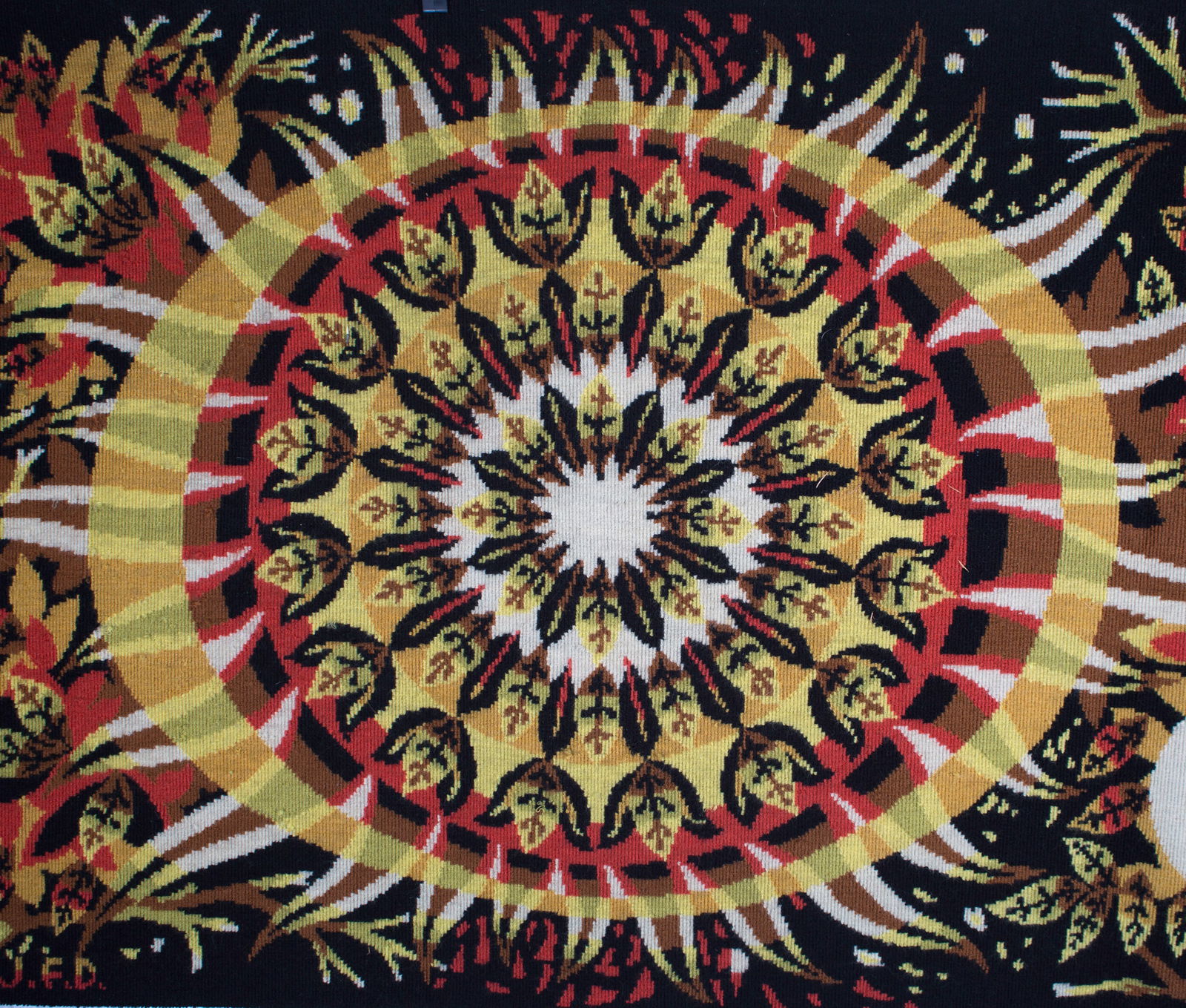 Bissery mid century wool tapestry modernist " Aurore " dawn Jacquard - 3