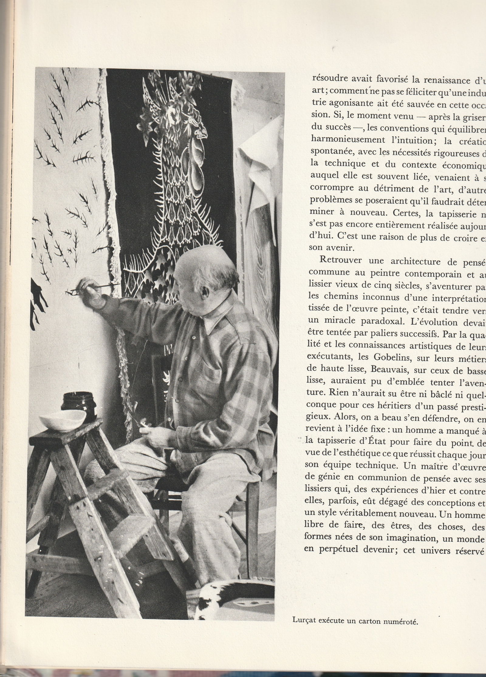 FRENCH hand silkscreen tapestry JEAN Lurcat COROT "le tapageur" - 5