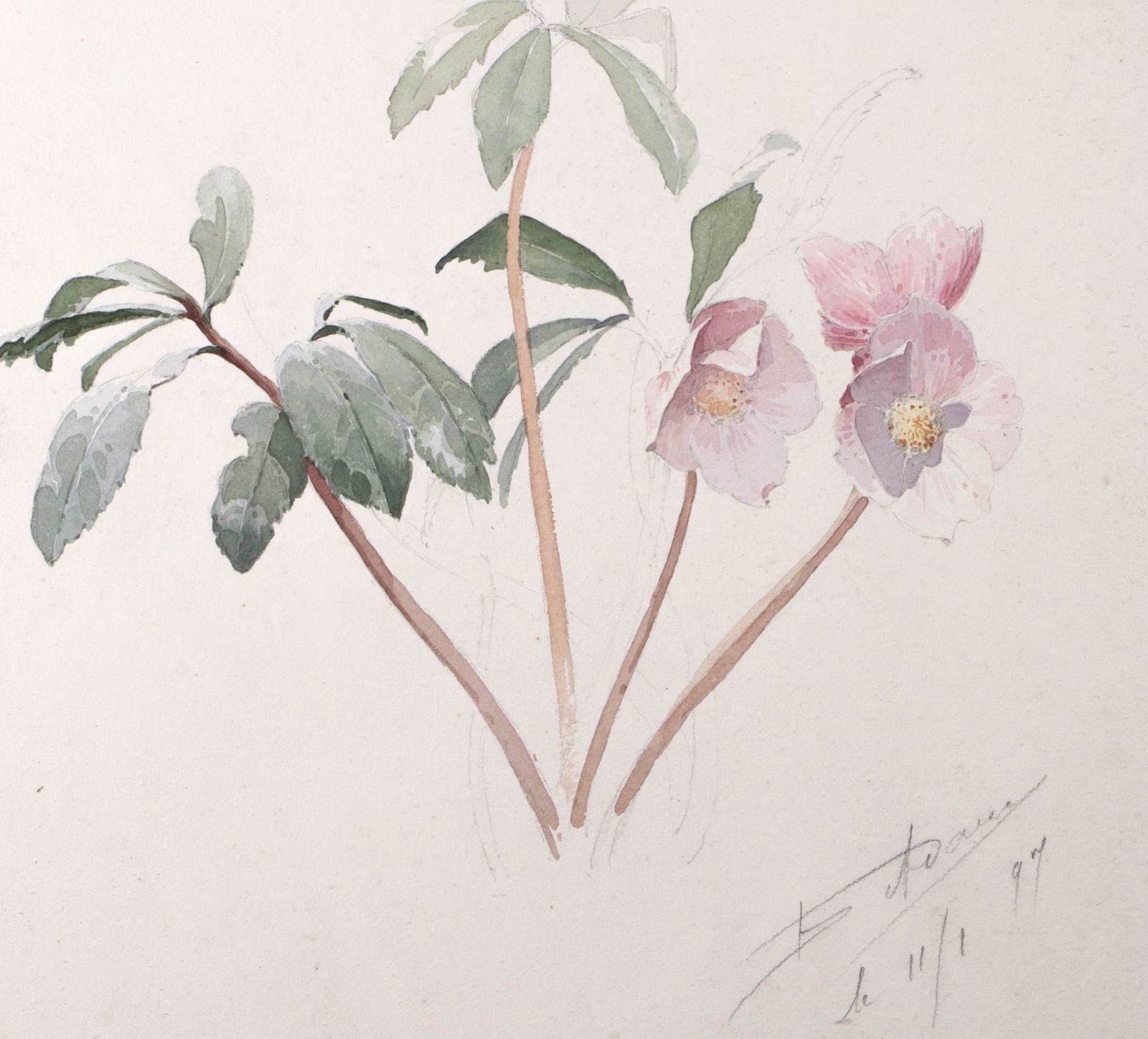 FRENCH aquarellist painting of unfinished esquise Henri Adam 1897 - 2