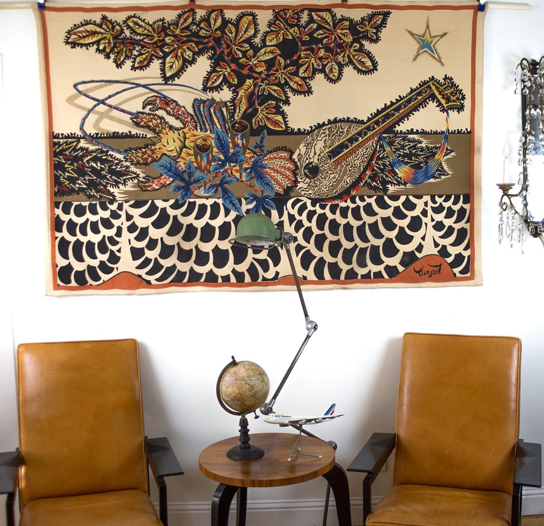 FRENCH silkscreen TAPESTRY JEAN Lurcat MODERNIST AUBUSSON La Table# 2 - 6