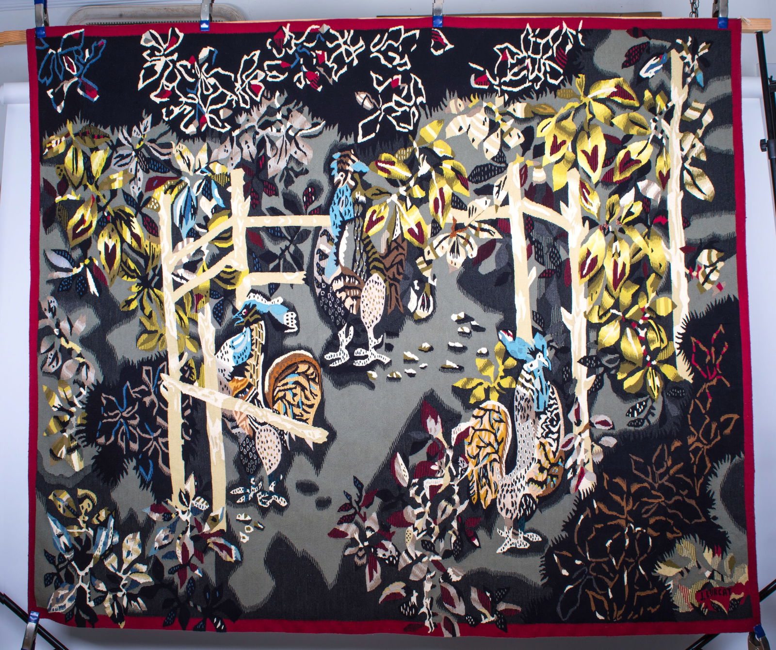 Aubusson Jean Lurcat hand weaved Jardin des coqs Tabard 1939 - 2