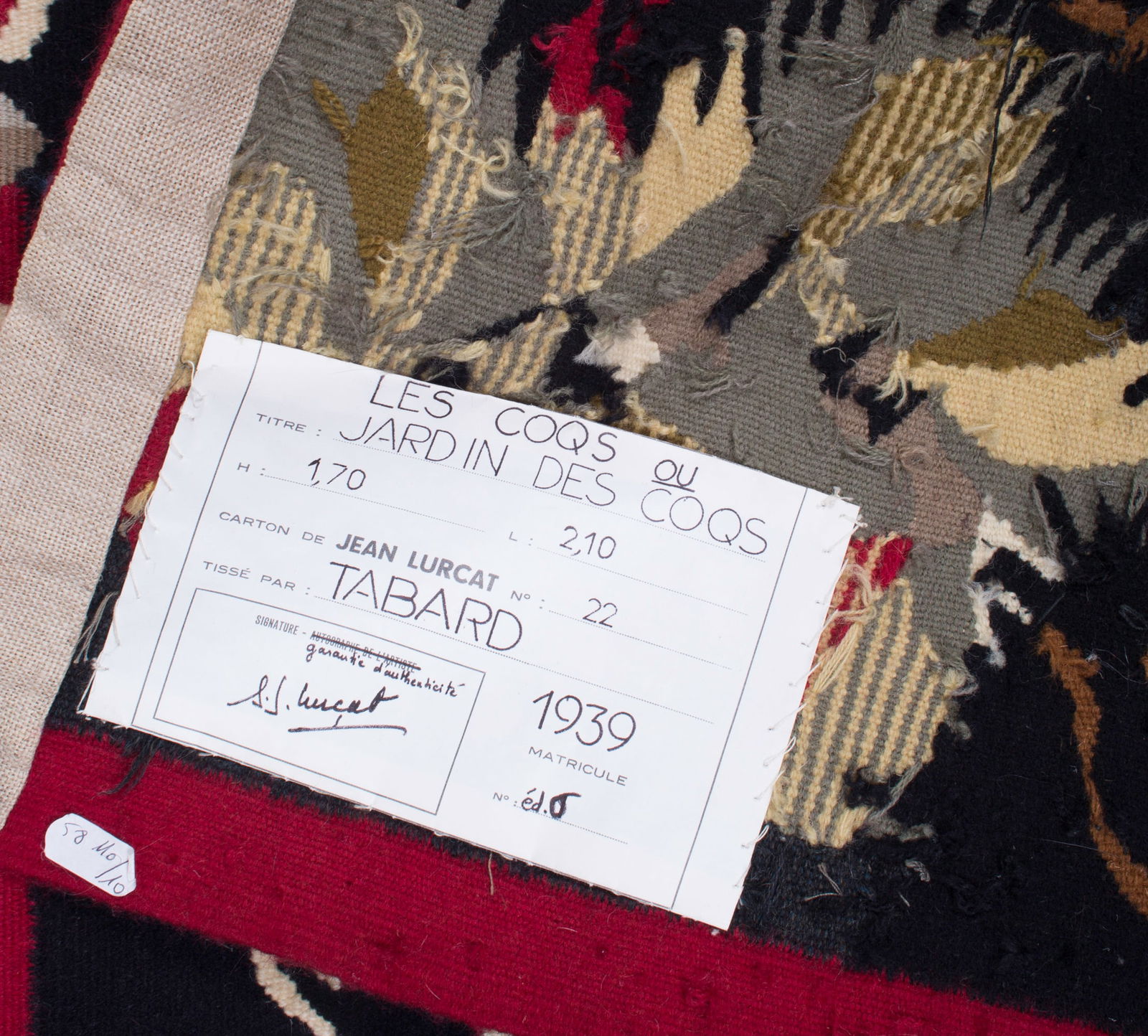 Aubusson Jean Lurcat hand weaved Jardin des coqs Tabard 1939 - 6