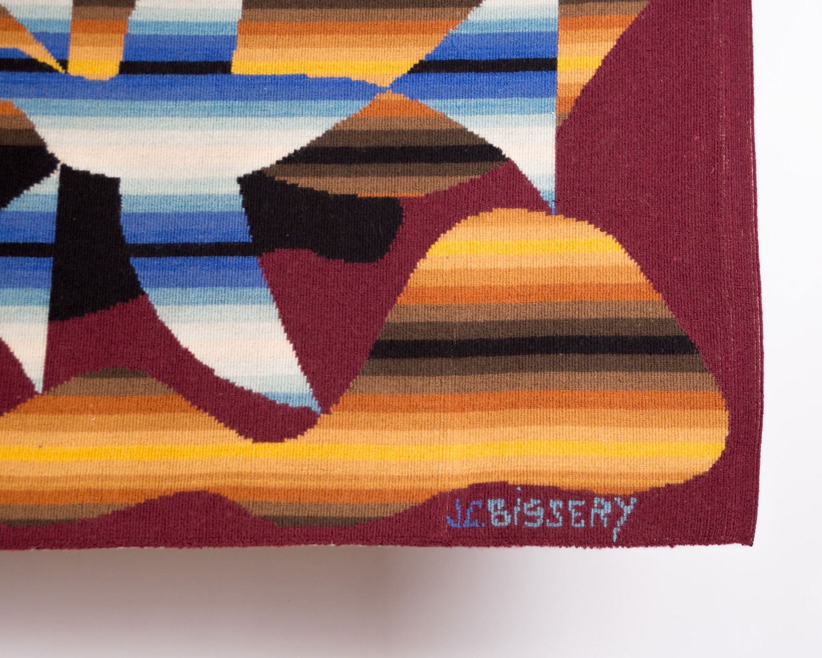 Bissery mid century wool tapestry modernist " migration of birds" Jacquard - 2