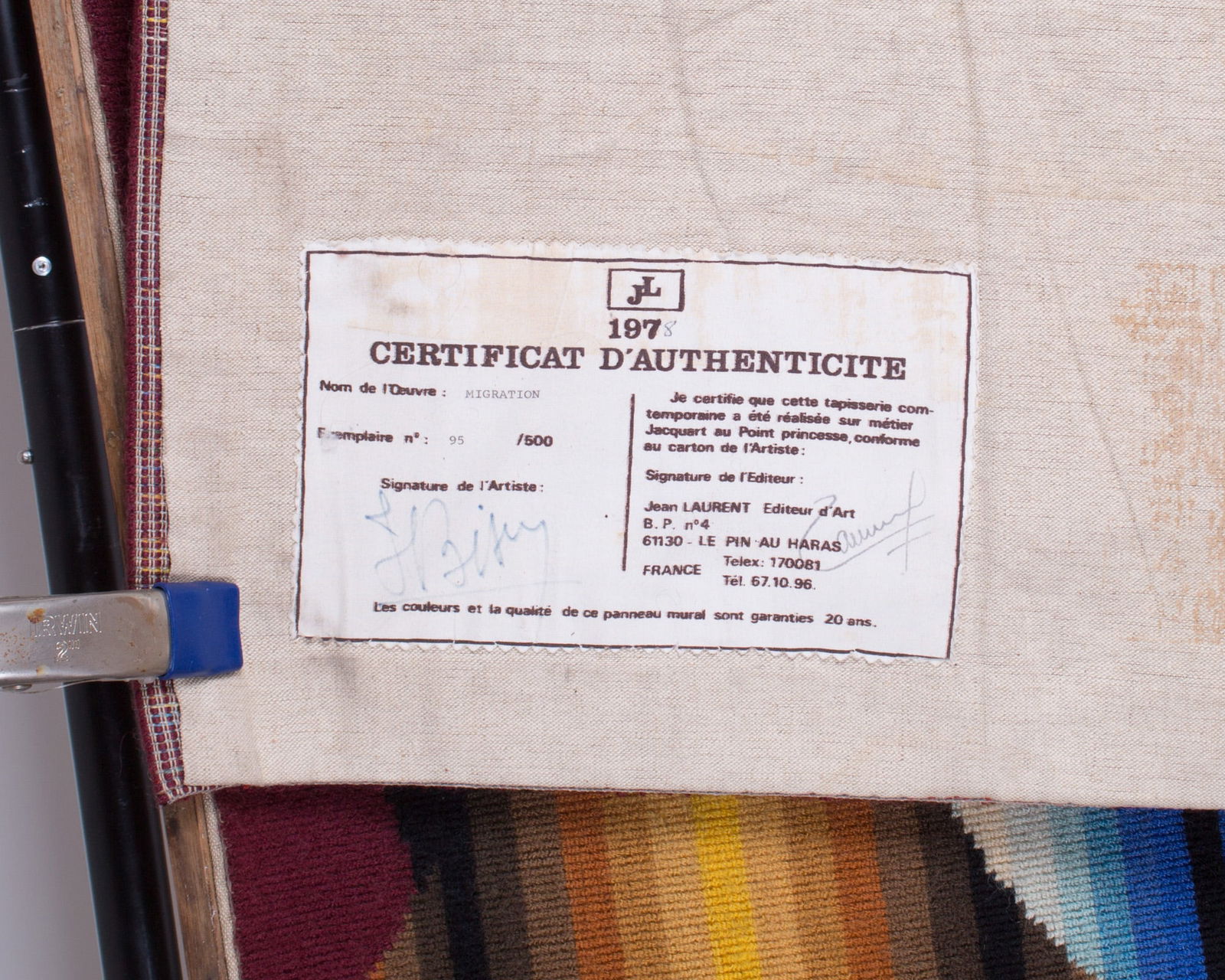 Bissery mid century wool tapestry modernist " migration of birds" Jacquard - 3