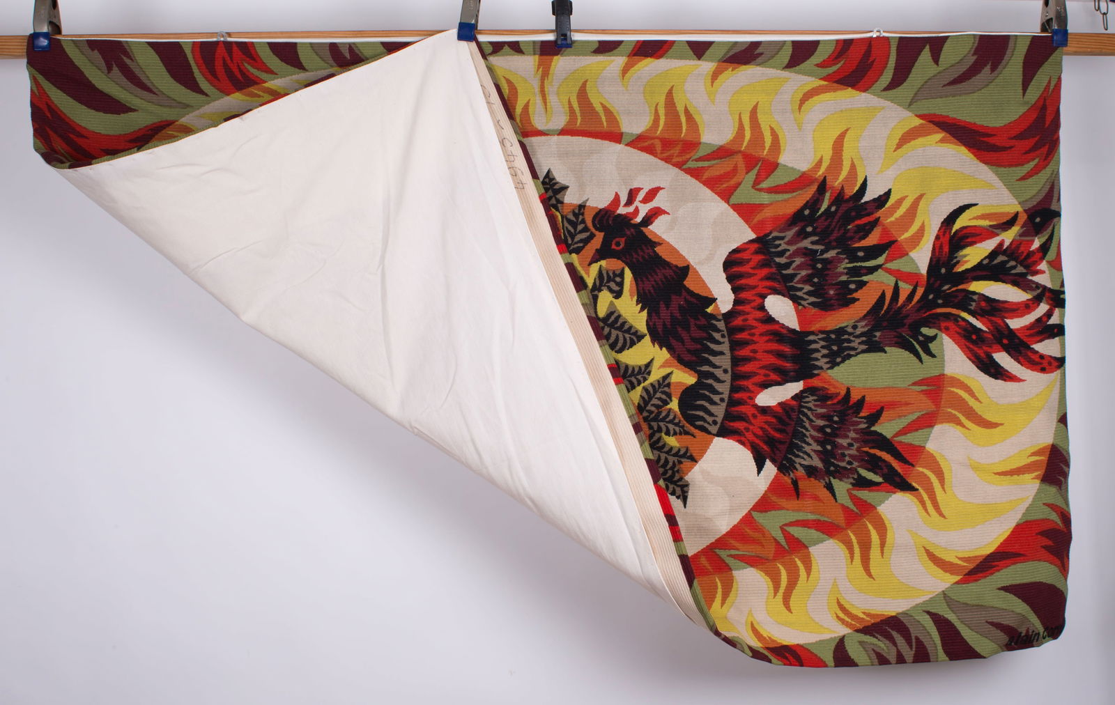 FRENCH silkscreen TAPESTRY ALAIN CORNIC ROBERT FOUR AUBUSSON MIDCENTURY - 3