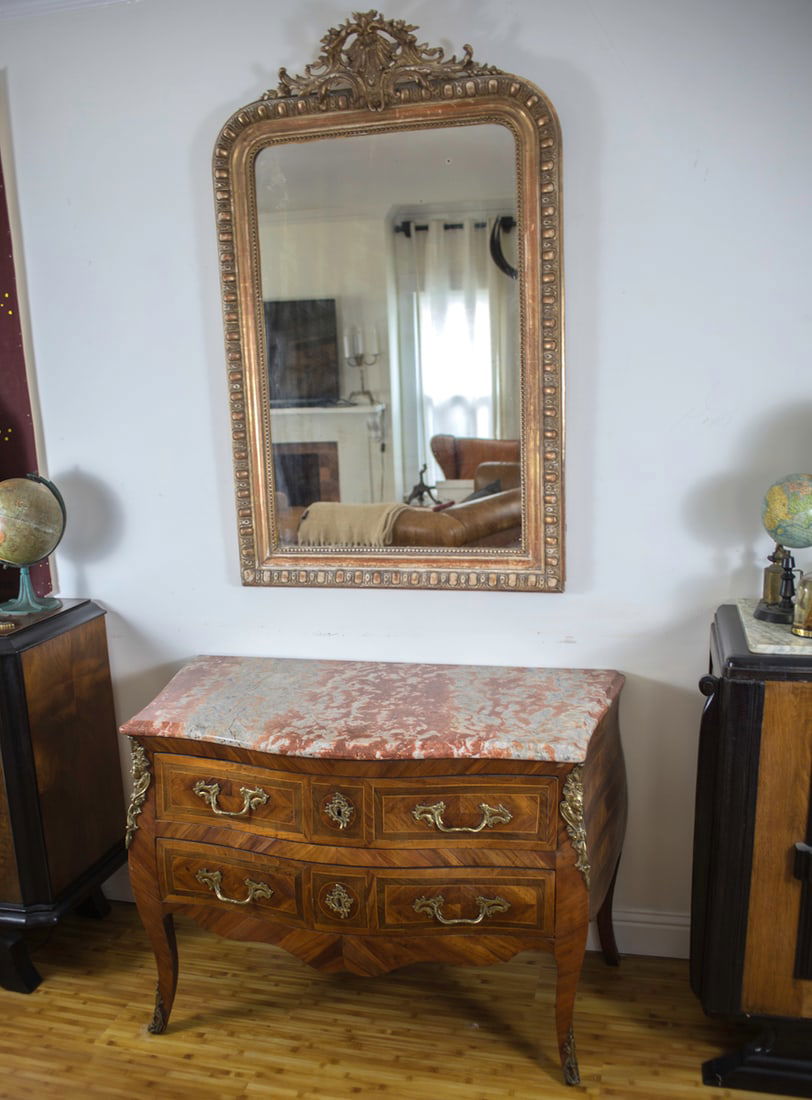 18th Century French Louis XV Gilt Bronze Mounted Kingwood Commode molded marble - 7