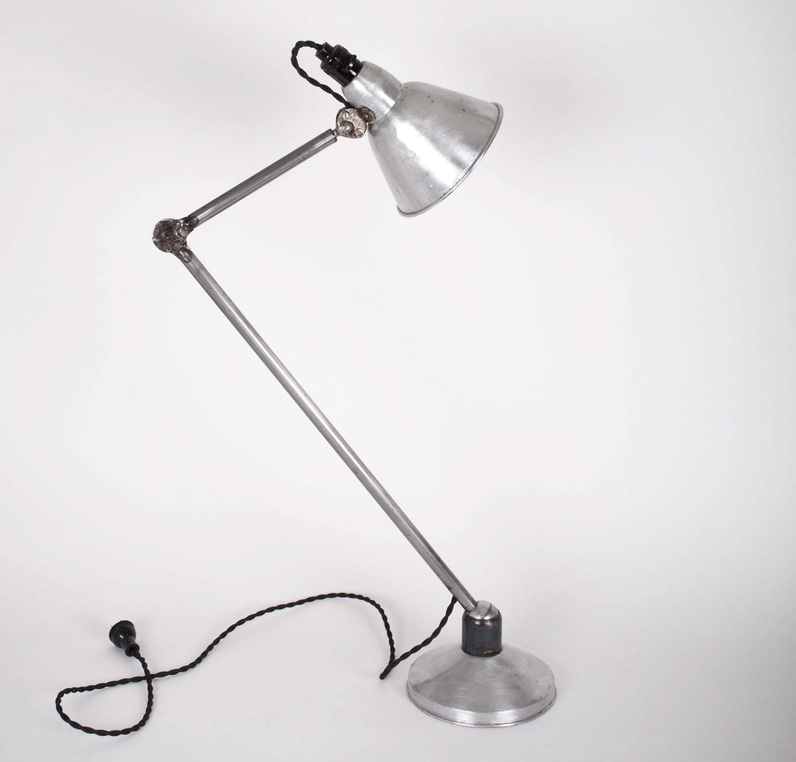 FRENCH INDUSTRIAL ART DECO MAZDA TASK LAMP: Title: FRENCH INDUSTRIAL ART DECO MAZDA TASK LAMP Description: Made in the 1920's this task lamp was originally designed in France by Mazda , this one look like an early model of the Gras but it is a