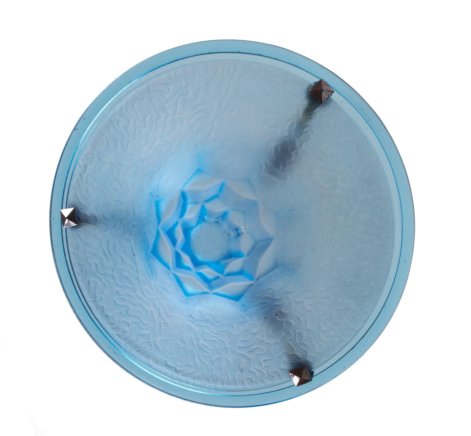 Cubist FRENCH Art-Deco Chandelier Degue David Guéron blue - 3