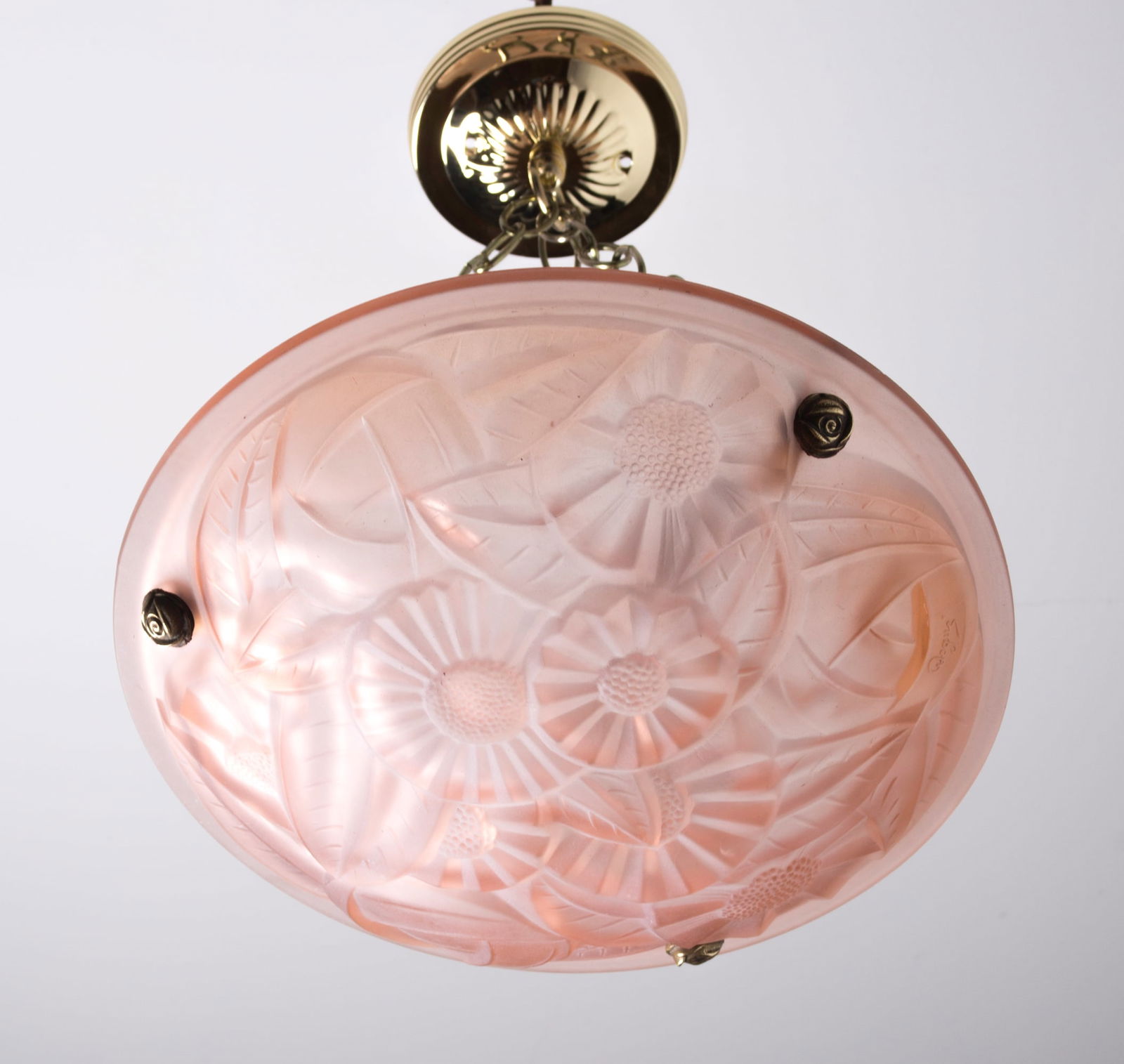 Cubist FRENCH Art-Deco Chandelier Degue David Guéron pink - 2