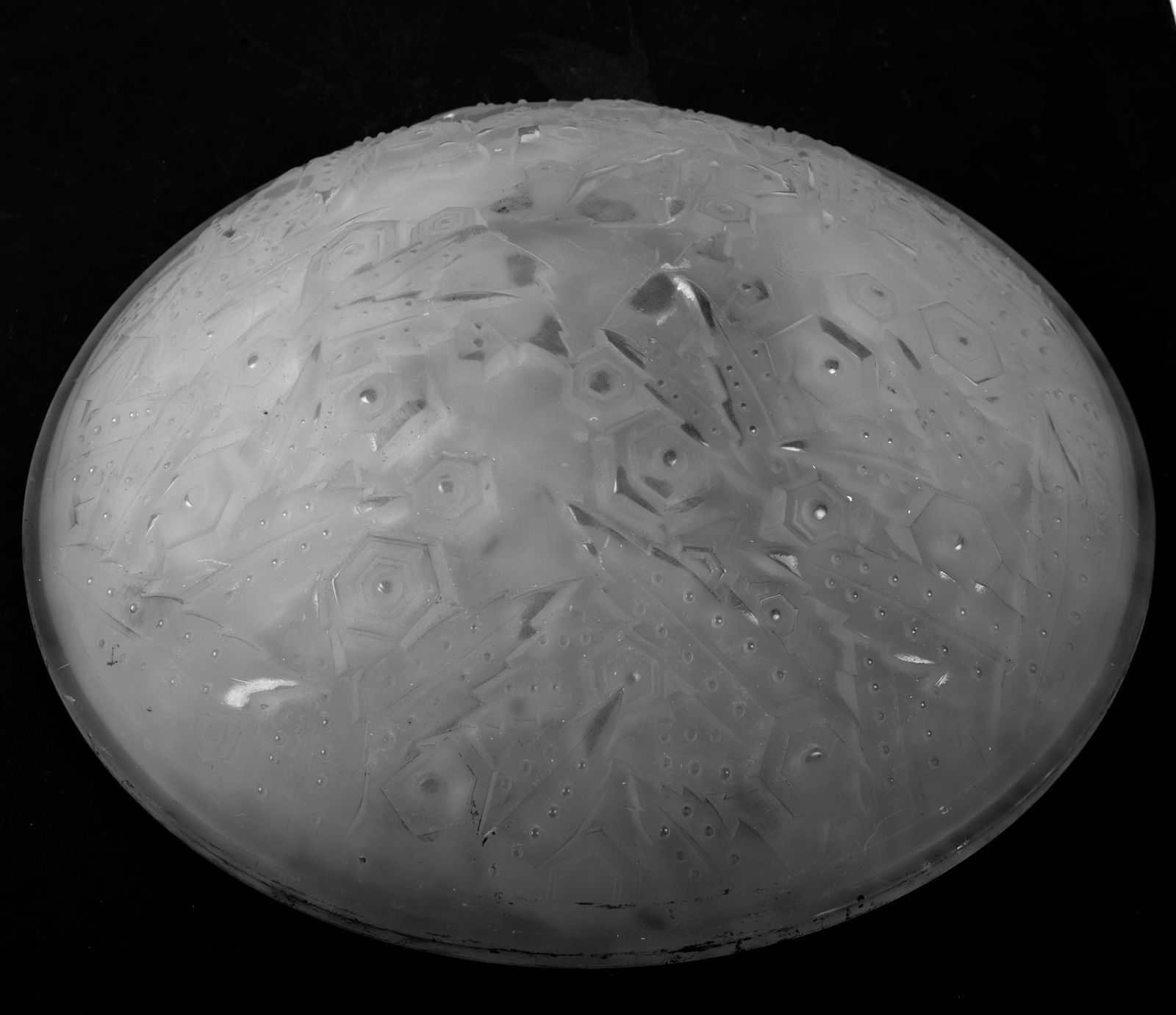 FRENCH ART DECO CHANDELIER GLASS MULLER Cubist brown metal - 5