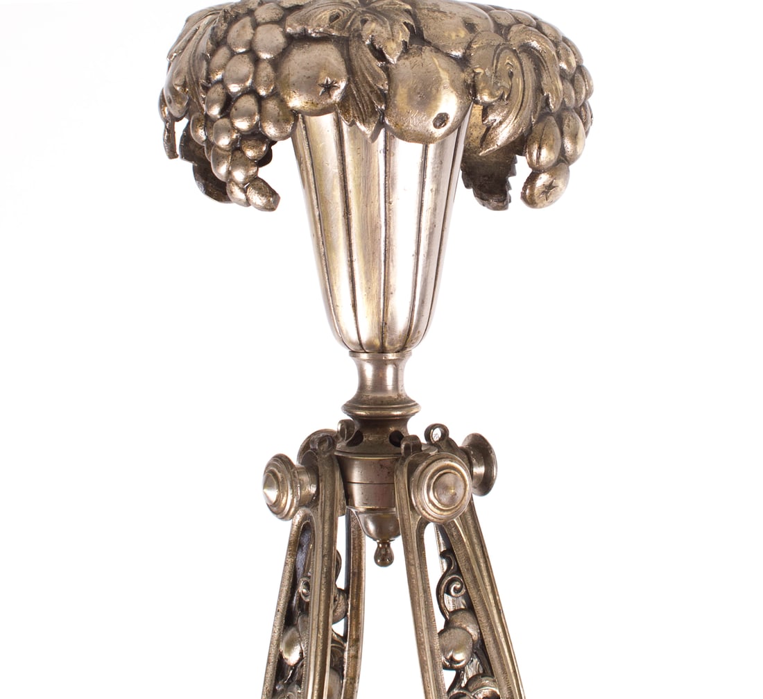 FRENCH Art-Deco Chandelier 4 lights Degue David Guéron brass frame - 4