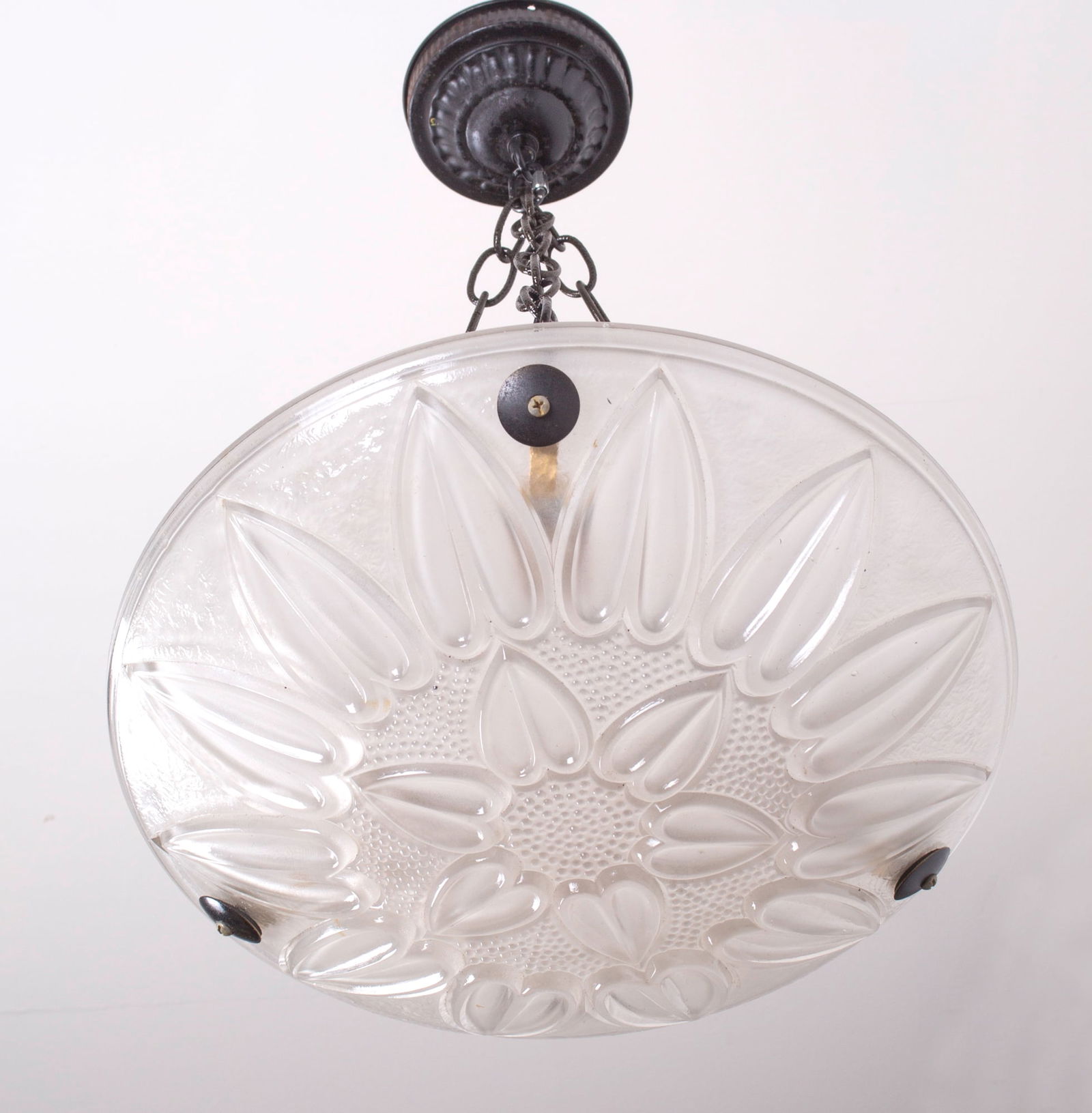 FRENCH Art-Deco Chandelier Sabino clear pressed glass - 2