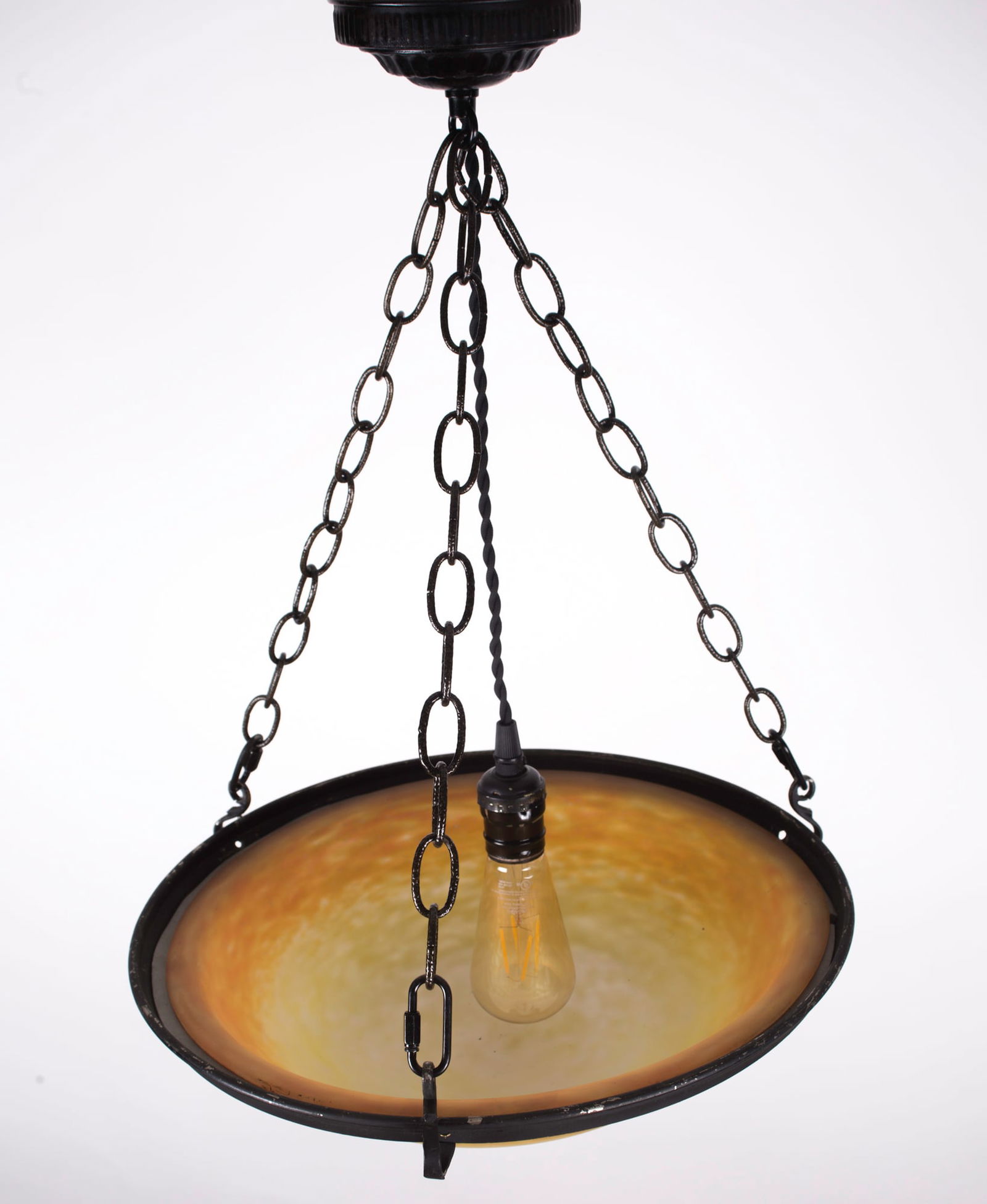 French Art-Deco marmoreal Chandelier Lorrain Nancy Croismare - 3