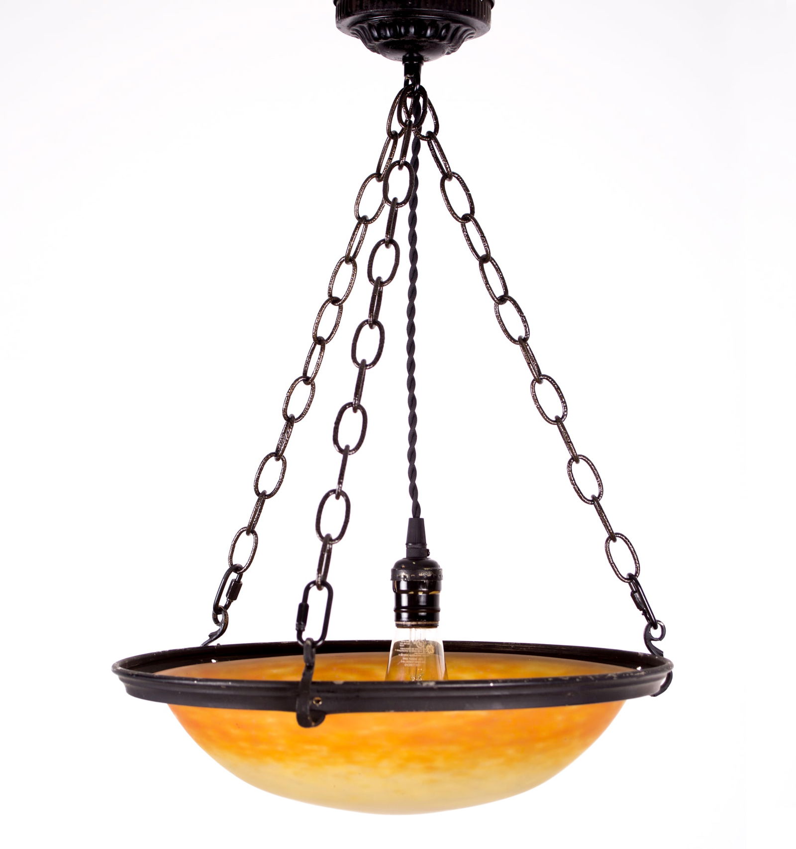 French Art-Deco marmoreal Chandelier Lorrain Nancy Croismare - 4