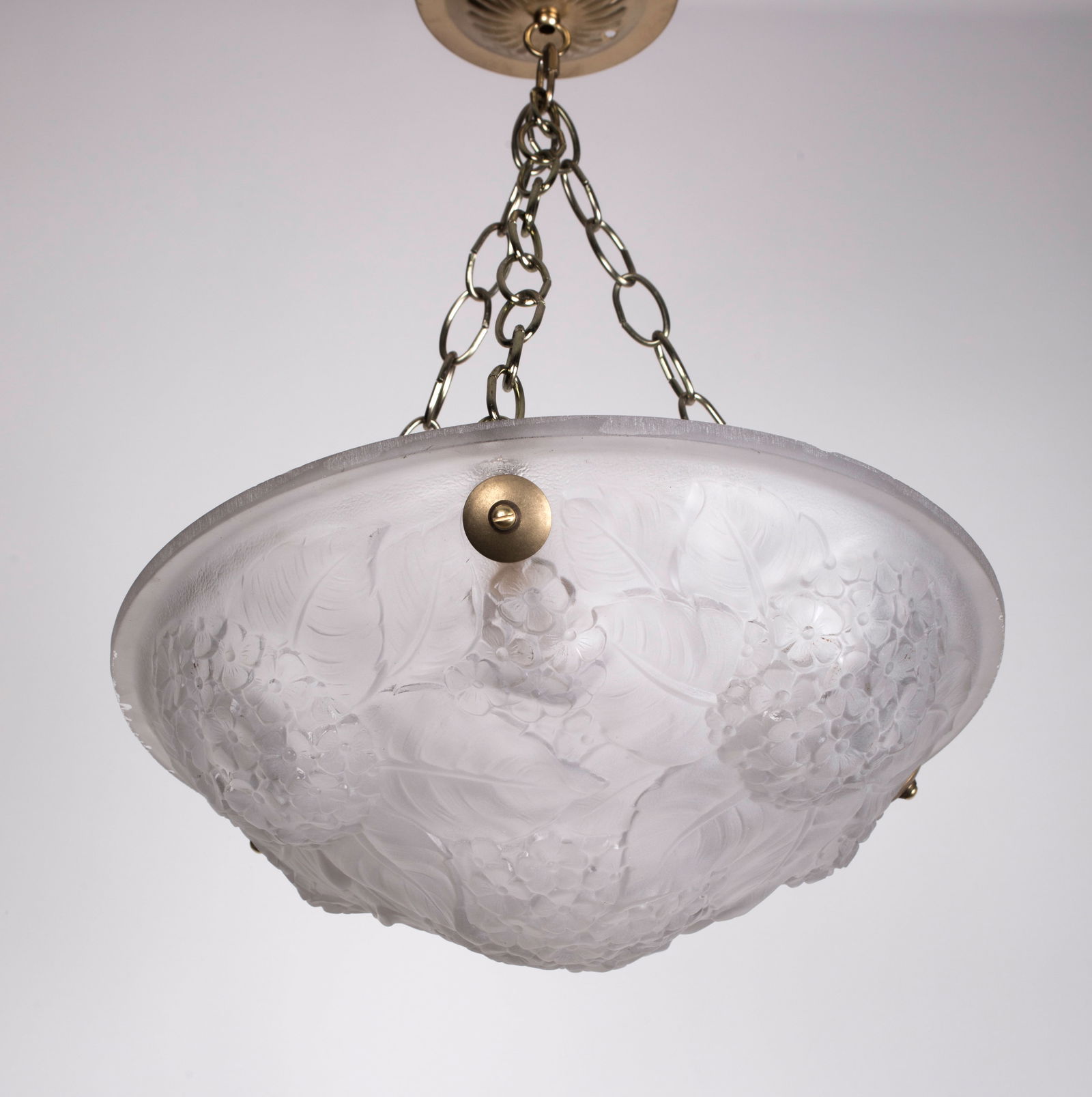 FRENCH ART DECO CHANDELIER GLASS MULLER lilac flower motive (1 of 6)