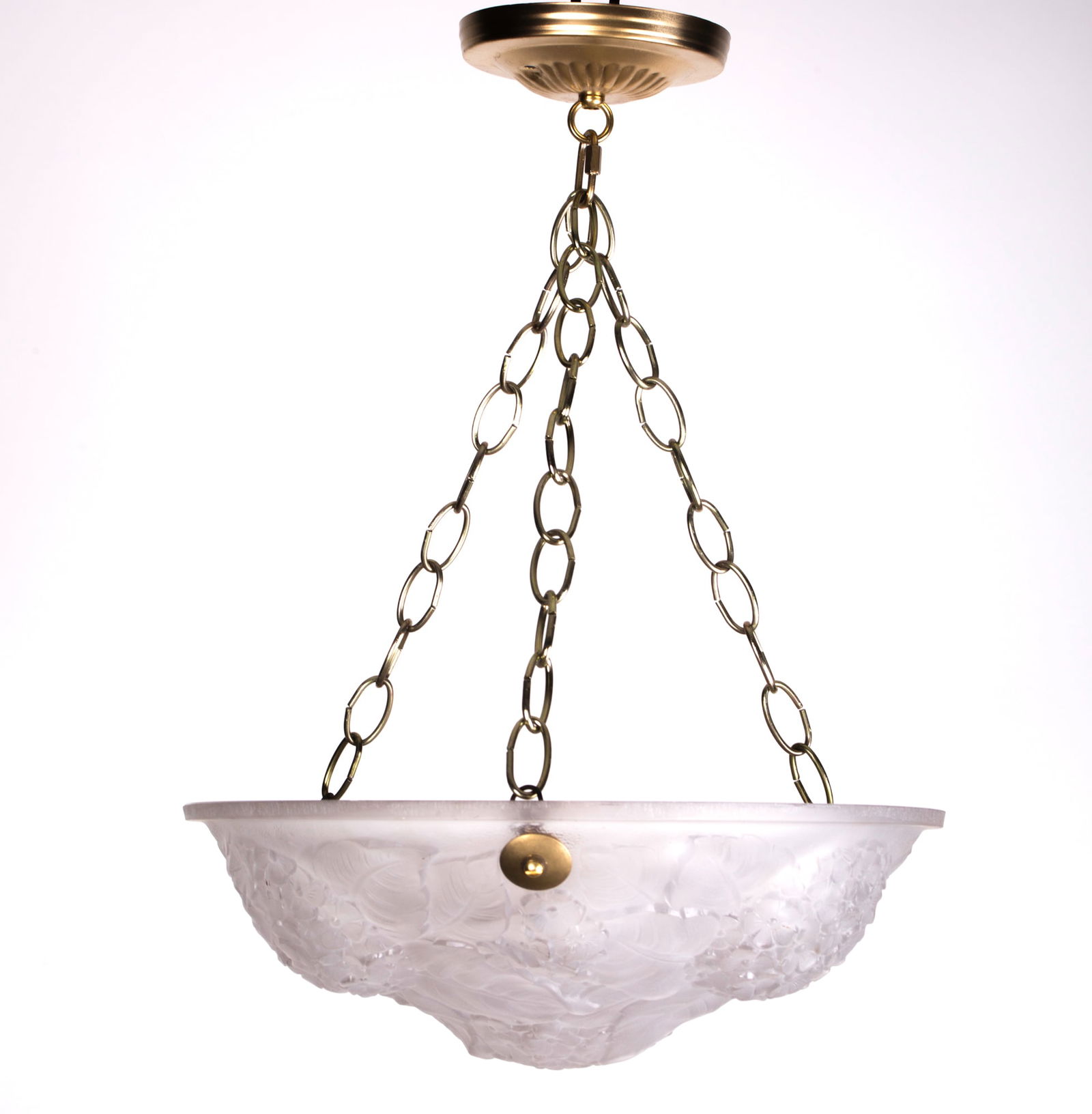 FRENCH ART DECO CHANDELIER GLASS MULLER lilac flower motive - 2