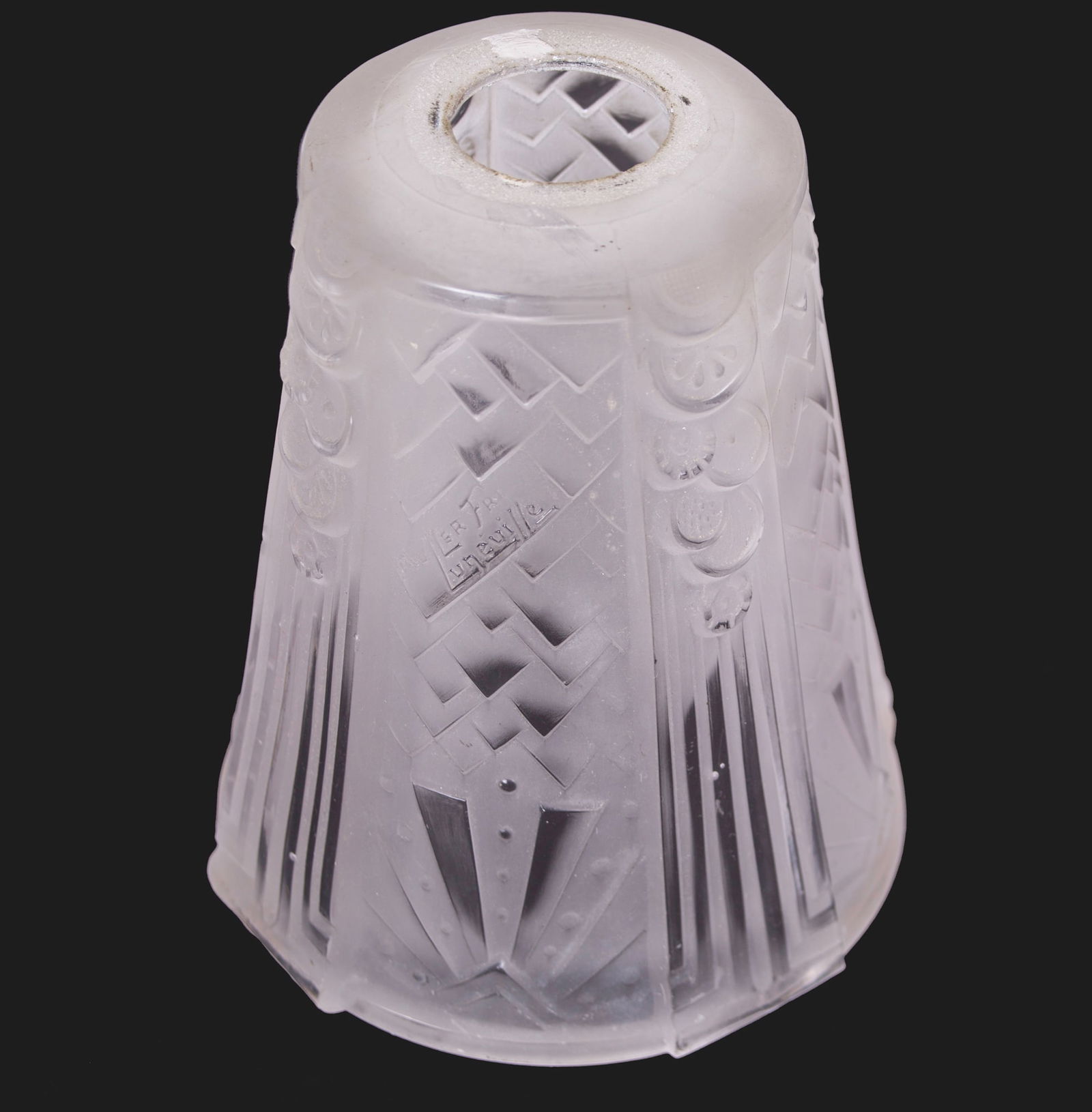 FRENCH ART DECO CHANDELIER GLASS MULLER Cubist - 4