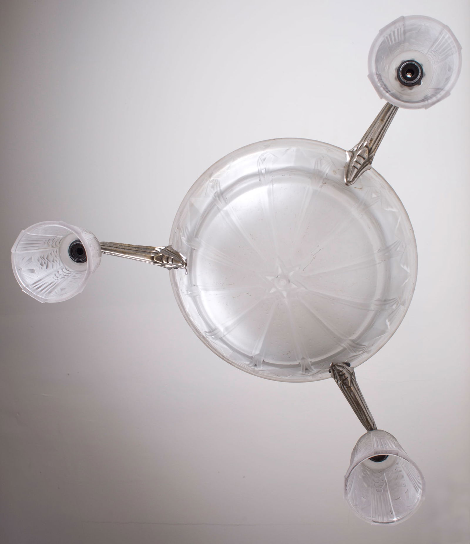 FRENCH ART DECO CHANDELIER GLASS MULLER Cubist - 7