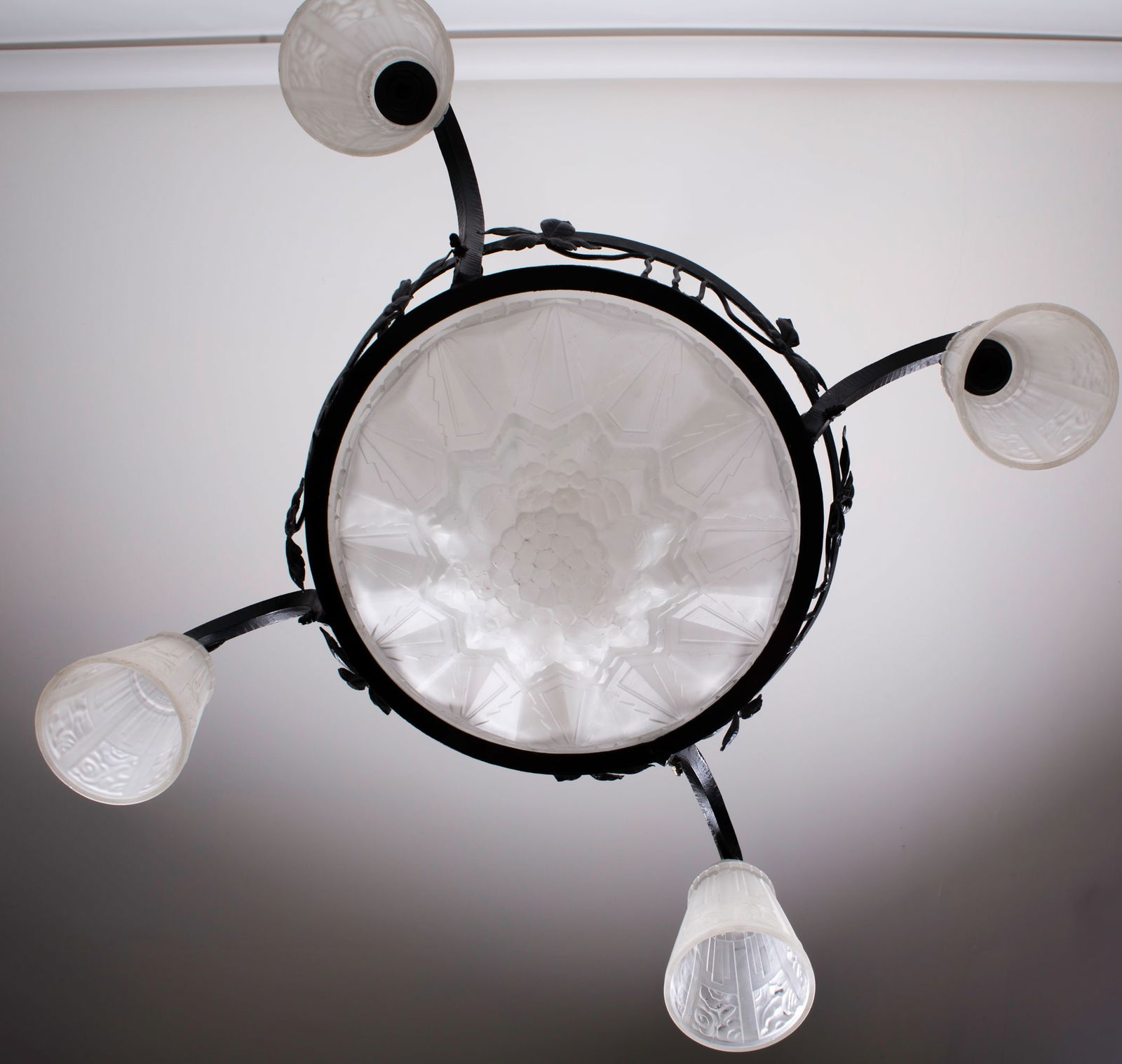 FRENCH Art-Deco Chandelier Degue David Guéron 4 lights - 4