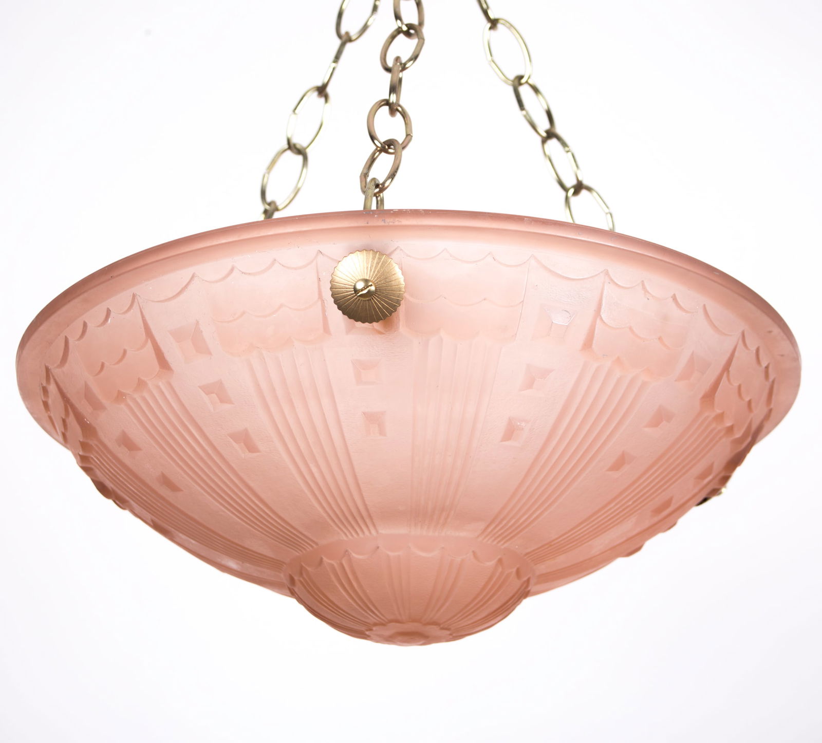 FRENCH ART DECO CHANDELIER MOLDED MULLER CUBIST - 2