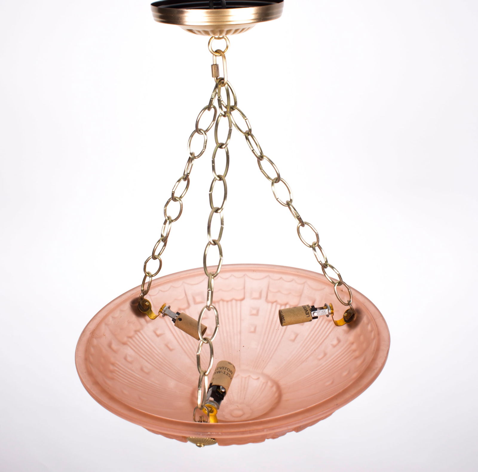 FRENCH ART DECO CHANDELIER MOLDED MULLER CUBIST - 3