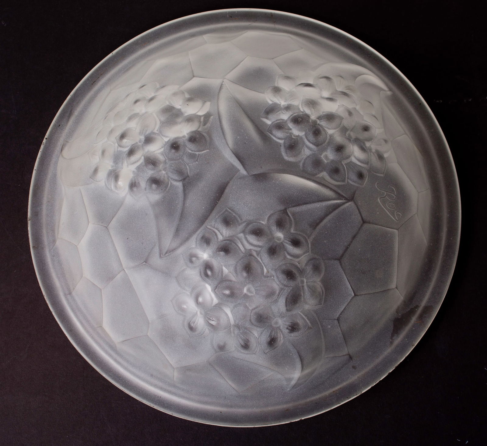 FRENCH Art-Deco Chandelier Degue David Guéron Ros signature pressed glass - 6