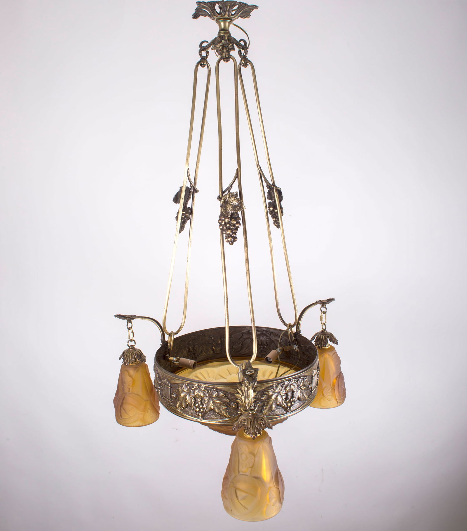 FRENCH Art-Deco Chandelier Degue David Guéron Amber - 2