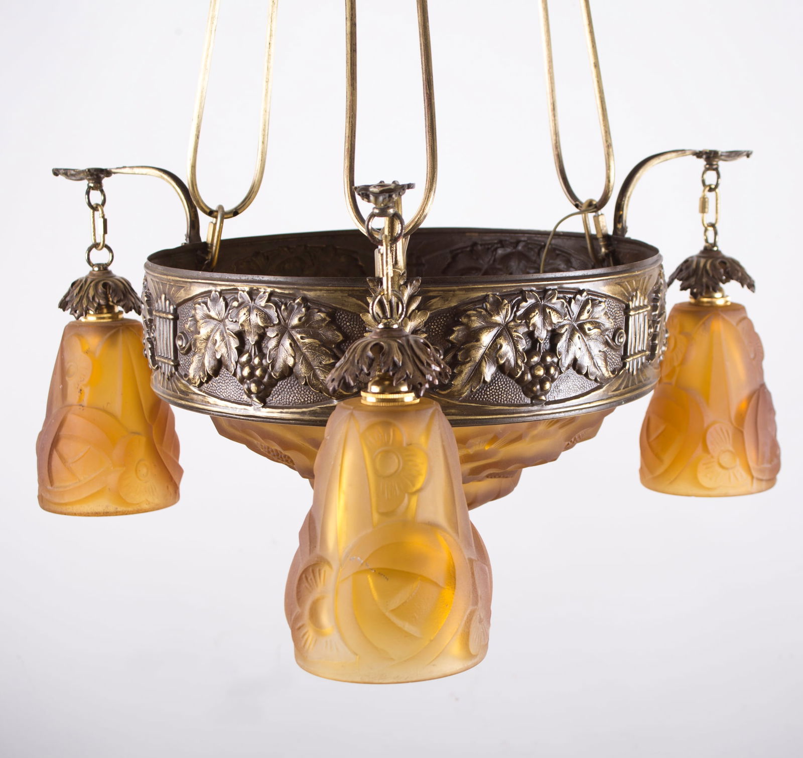 FRENCH Art-Deco Chandelier Degue David Guéron Amber - 3
