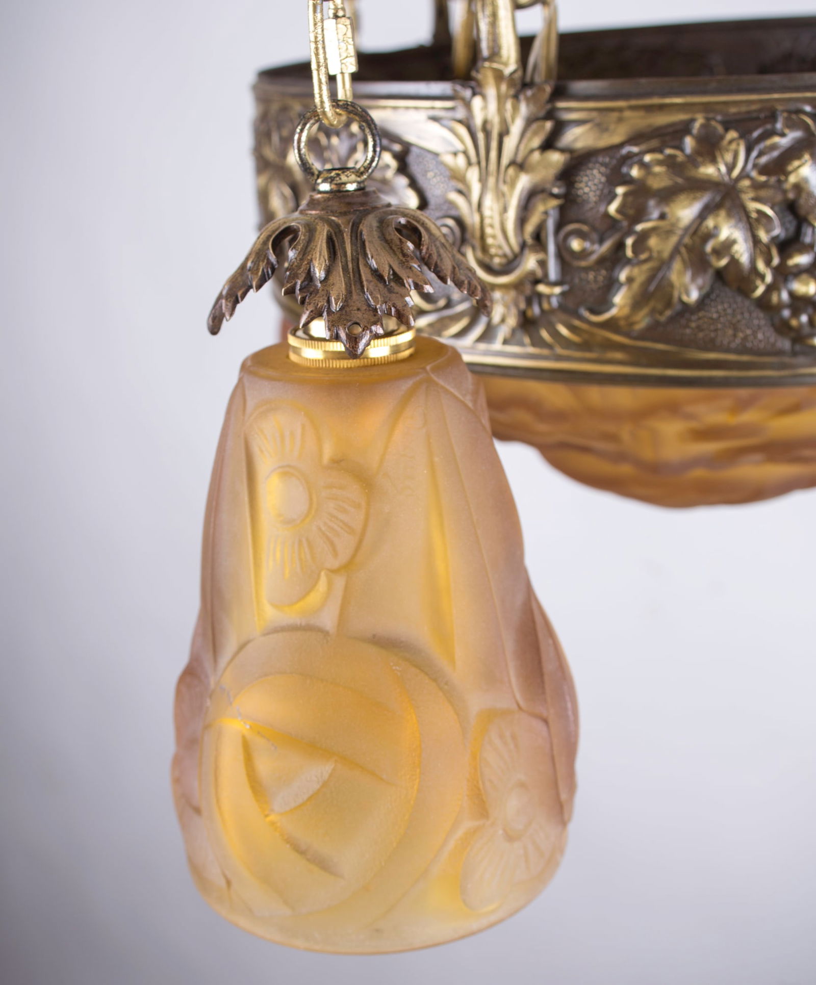 FRENCH Art-Deco Chandelier Degue David Guéron Amber - 5