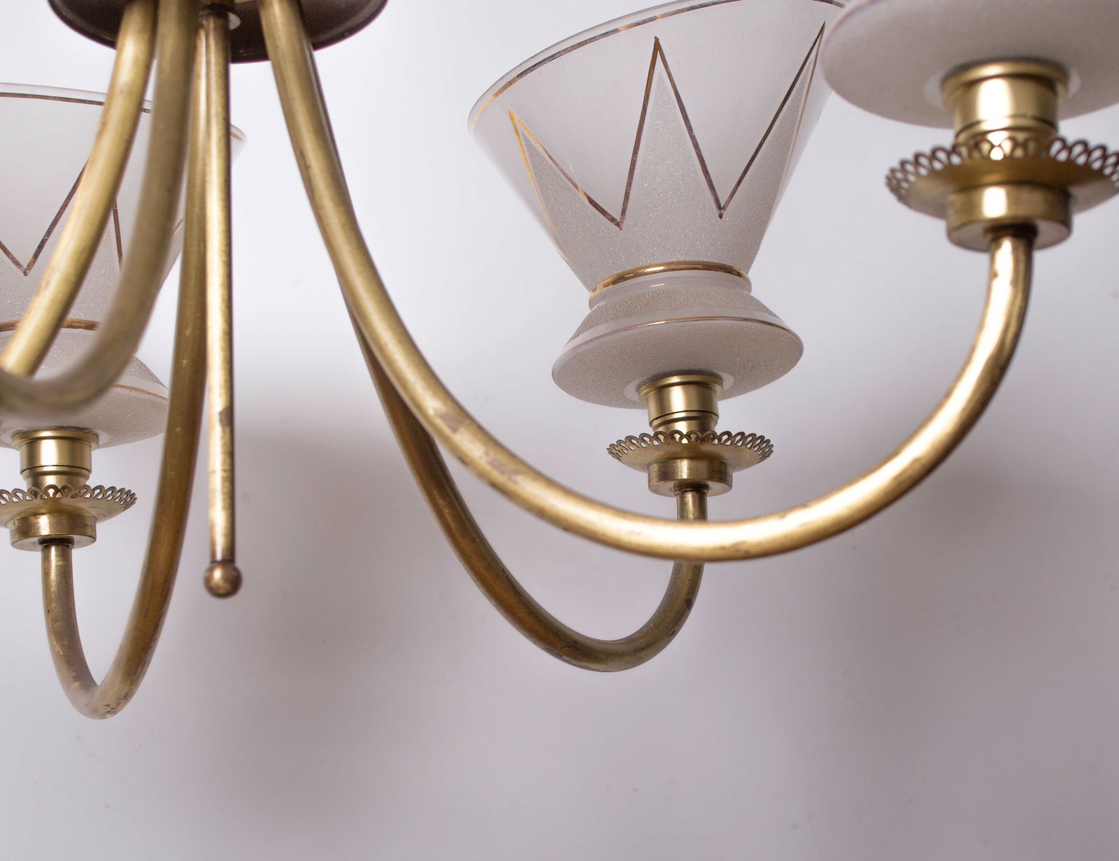 FRENCH modernist CHANDELIER LUNEL ARLUS 1960 Glass globe - 4