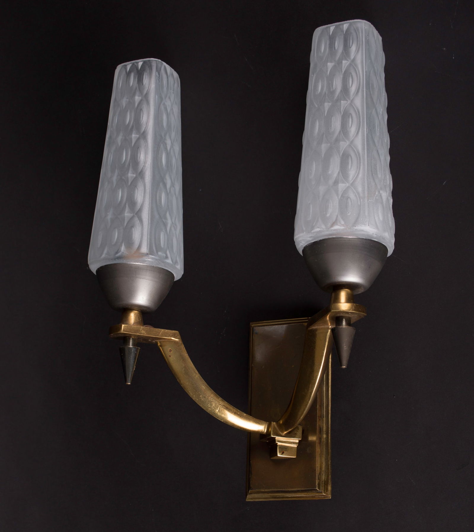Second set Pair of Brass Sconces maison Lunel French mid century maison Arlus - 3