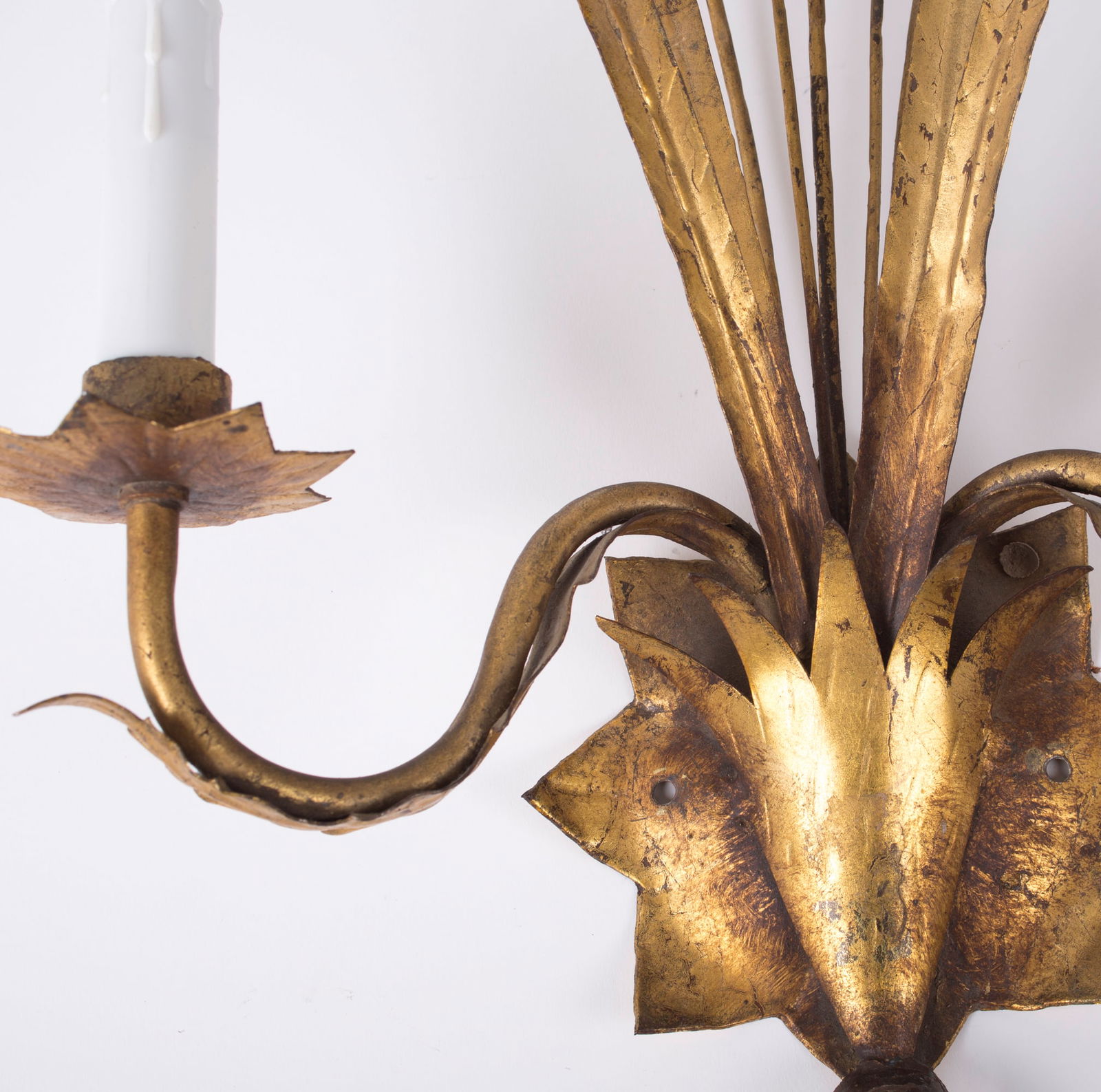 Brutalist metal mid century naturalist sconce from Spain - 2