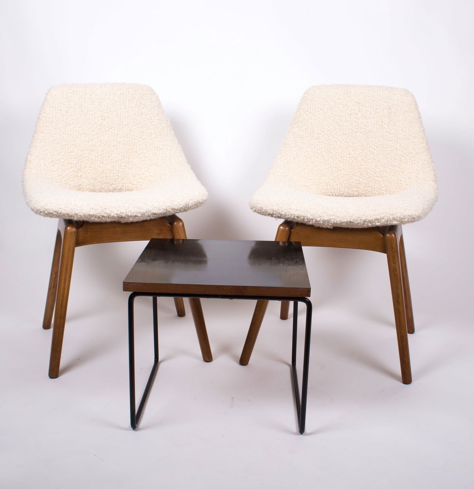 pair of Guariche Amsterdam mid century chair edited by steiner 1954 boucle - 7