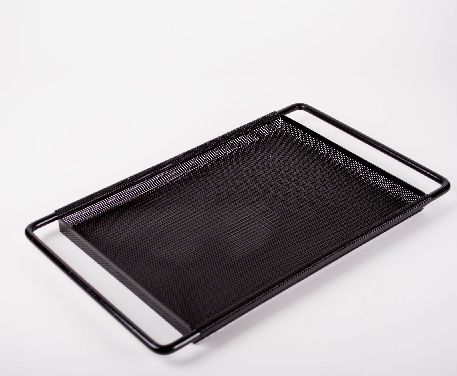 Mategot mid century black Tray small rigitulle: Title: Mategot mid century black Tray small rigitulle Description: FRENCH MODERNIST serving tray MATEGOT Mid century French modernist serving tray made in the 1950's by Mathieu Mategot , it is made wi