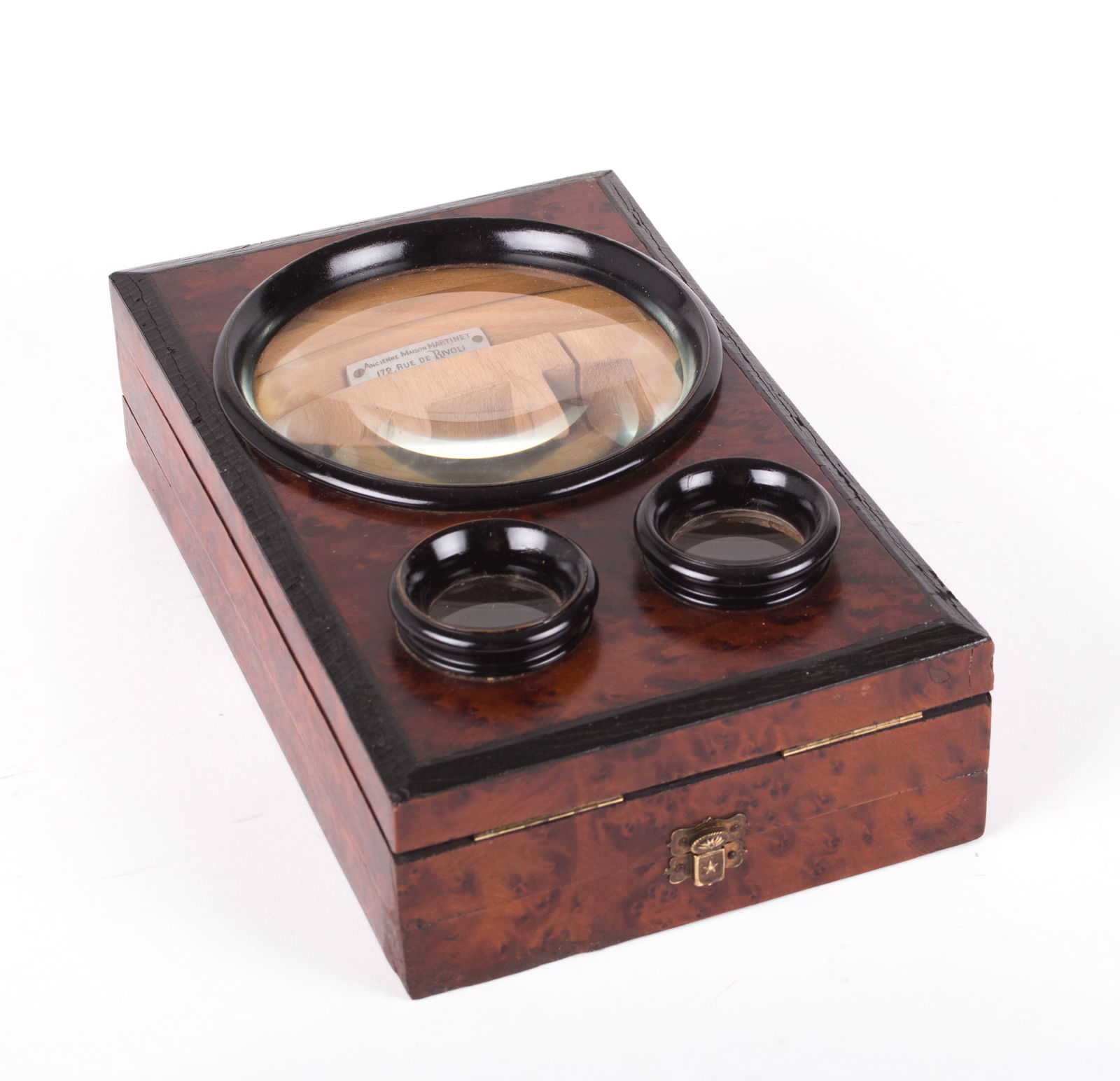19 th .French Graphoscope stereoscope burl wood veener (1 of 1)