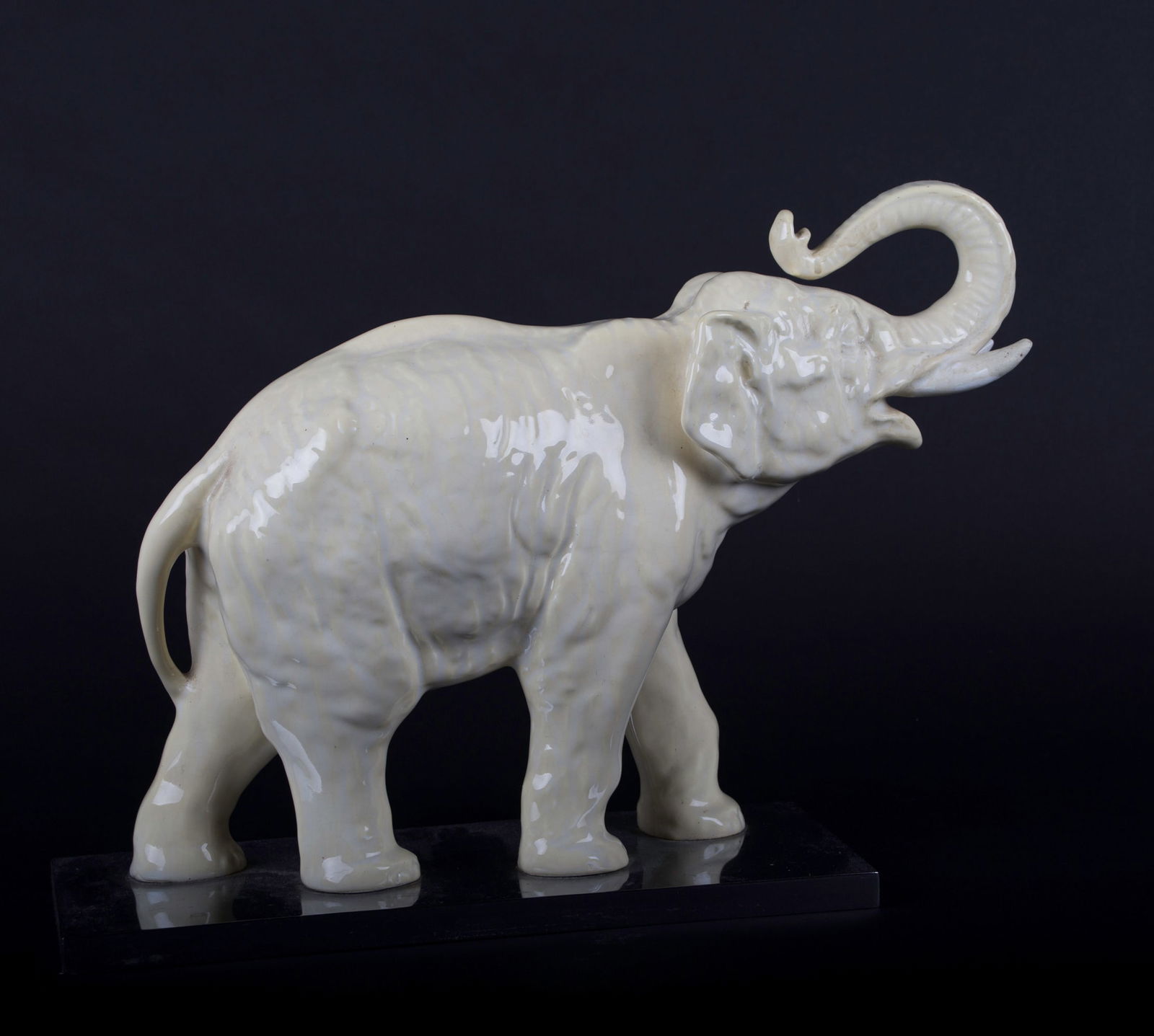 French Art Deco craquele Crackle Ceramic decorative art Elephant (1 of 4)