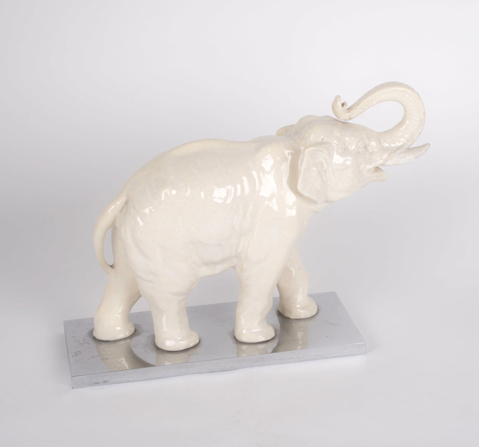 French Art Deco craquele Crackle Ceramic decorative art Elephant - 2