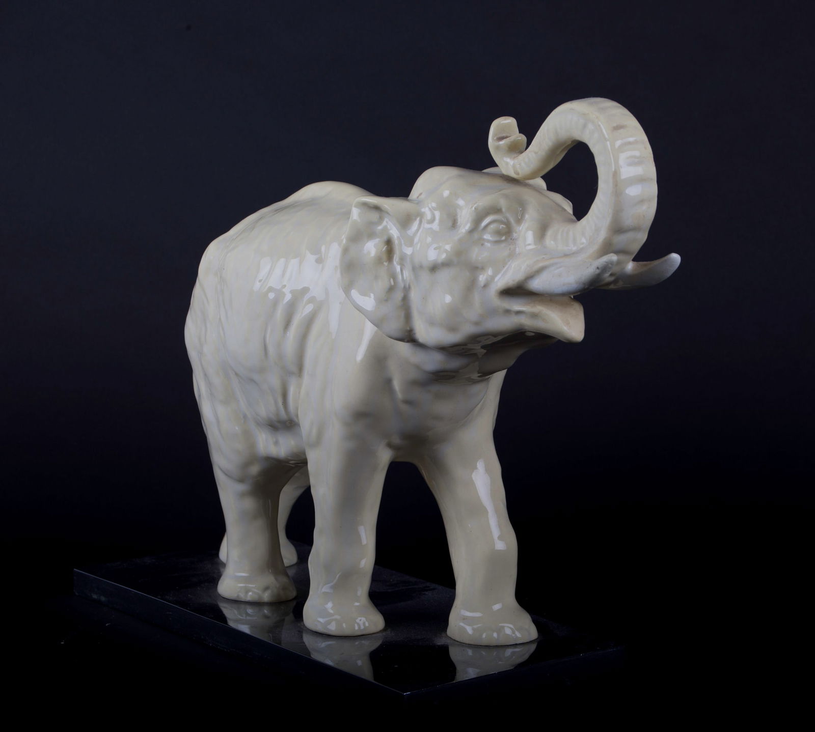 French Art Deco craquele Crackle Ceramic decorative art Elephant - 3