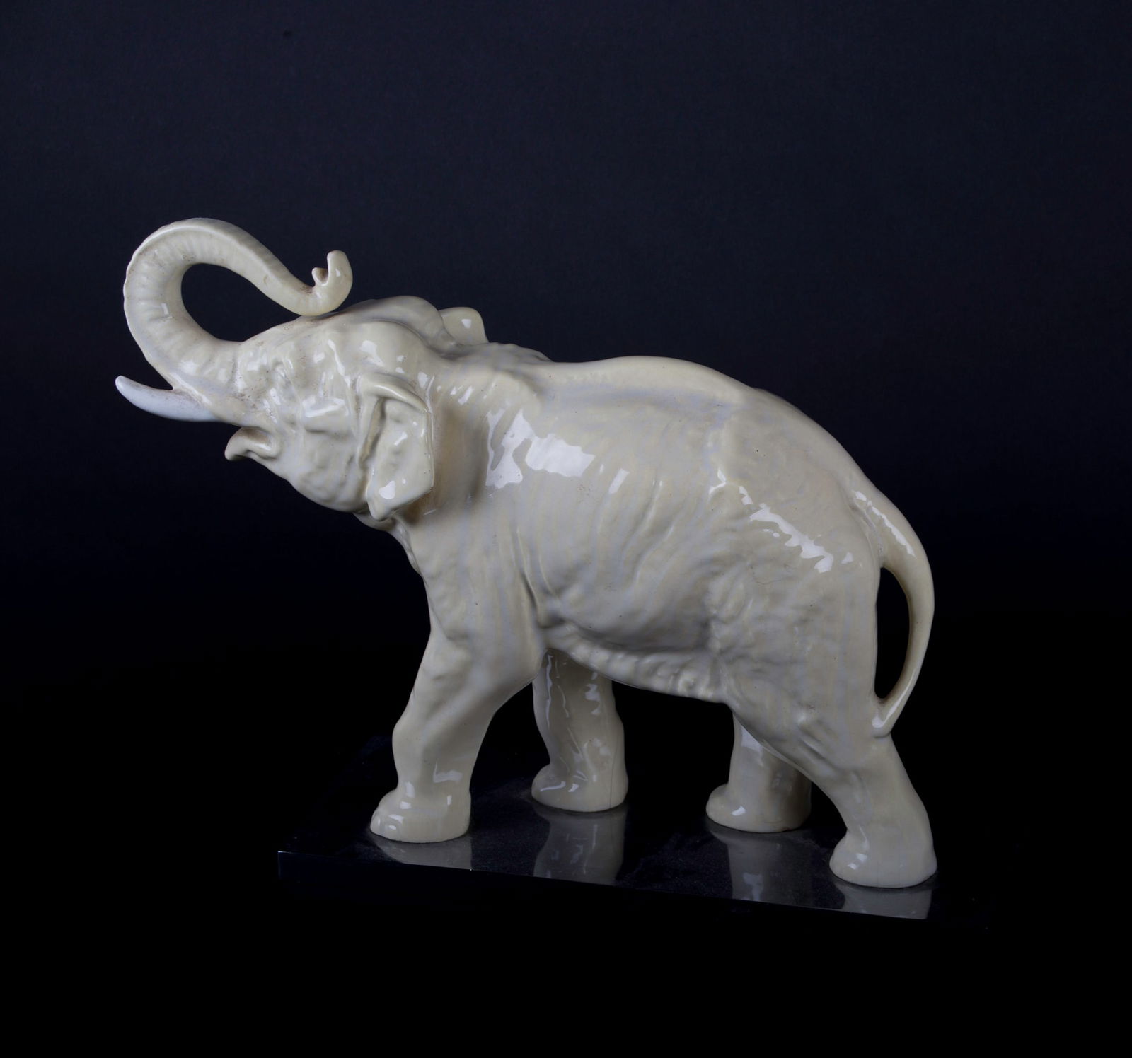 French Art Deco craquele Crackle Ceramic decorative art Elephant - 4