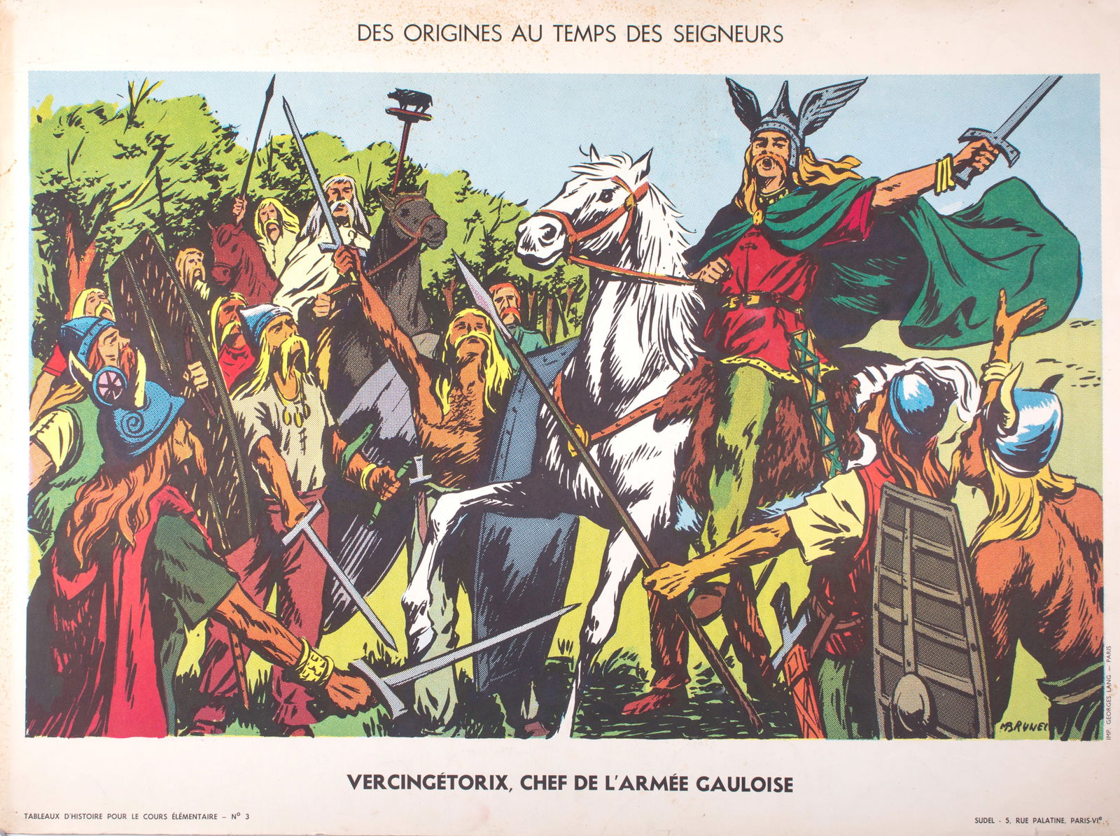 Vintage History french School Poster, Georges Lang 2 and 7 circa 1950 - 2