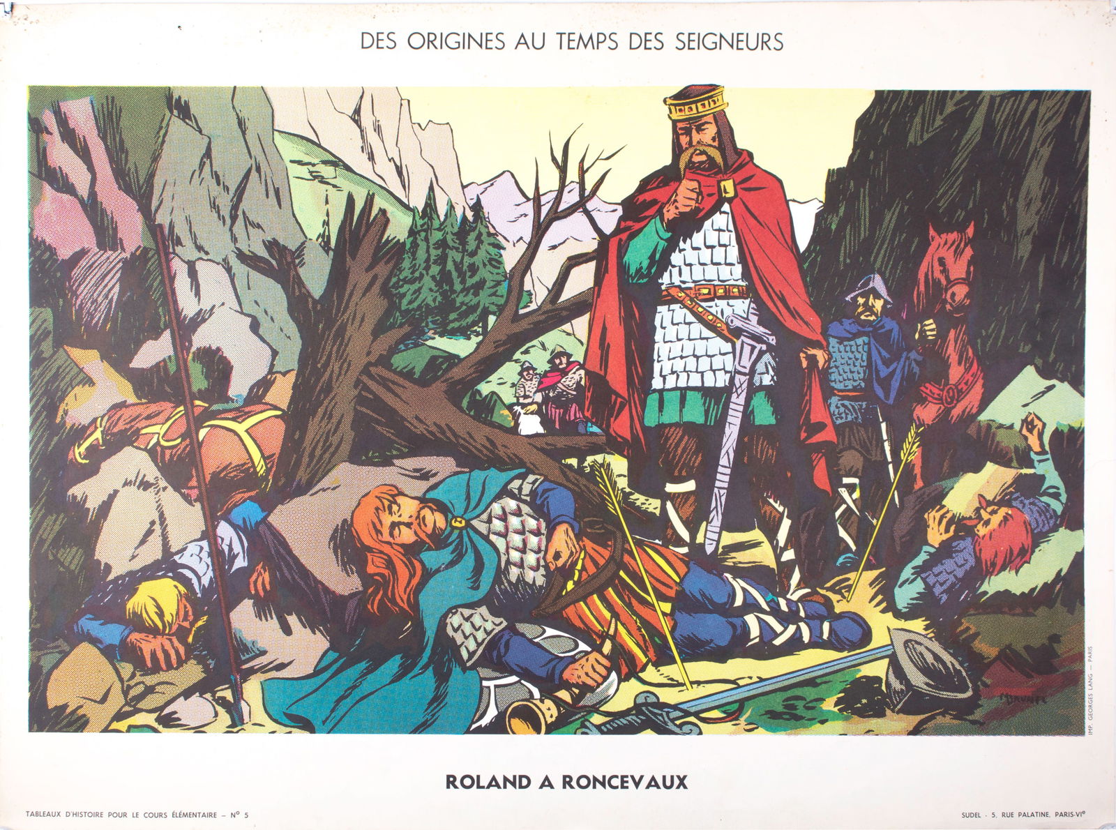 Vintage History french School Poster, Georges Lang 1 and 5 circa 1950 - 3