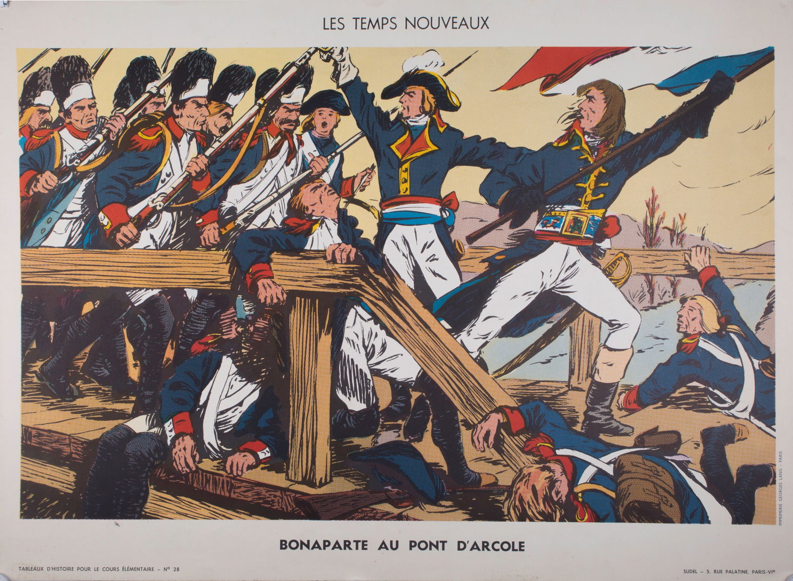 Vintage History French School Poster, Sudel plate 32 Napoleon circa 1950: Title: Vintage History French School Poster, Sudel plate 32 Napoleon circa 1950 Description: Original educational history poster for elementary school, printed by the Imprimerie Georges Lang. Carries