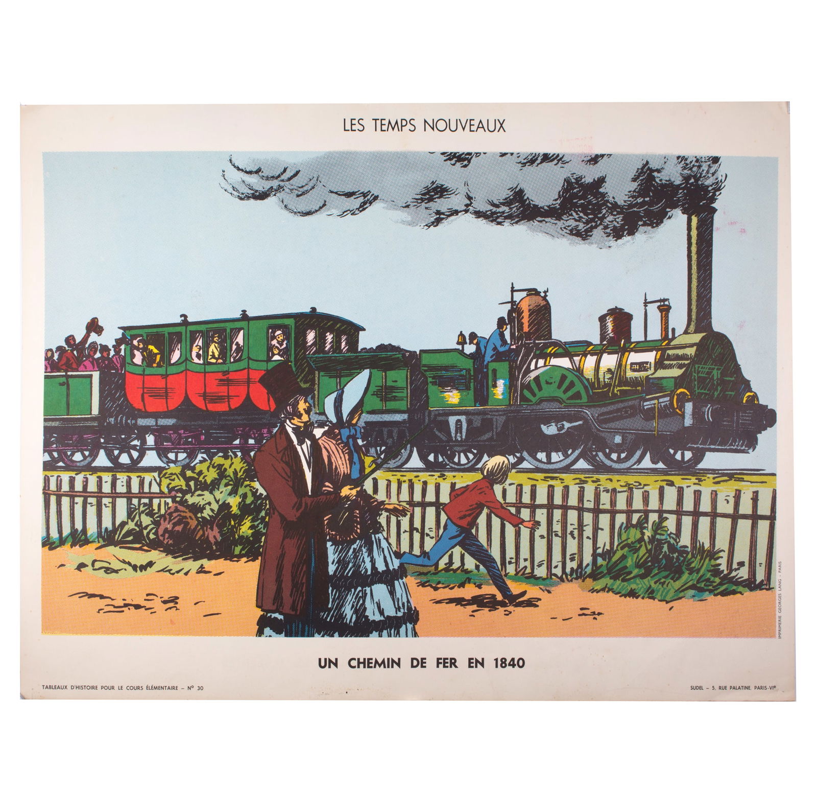 Vintage History French School Poster, Sudel , plate 26 double side1950 - 2