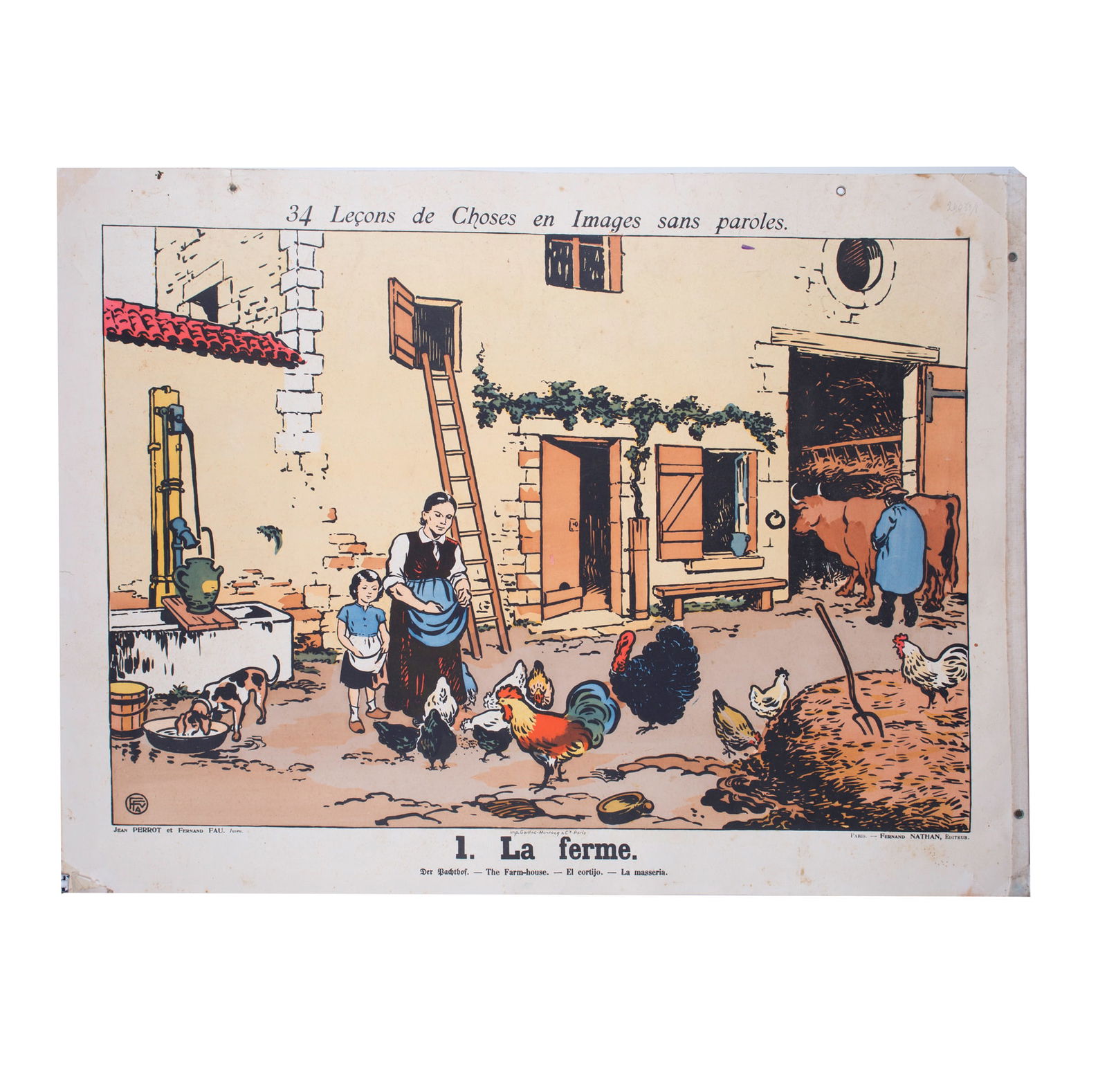 Vintage French School Poster Fernand Nathan farming - Double-Sided 1920/1940: Title: Vintage French School Poster Fernand Nathan farming - Double-Sided 1920/1940 Description: Original educational for elementary school edite by Fernand Nathan , printed by the imprimerie