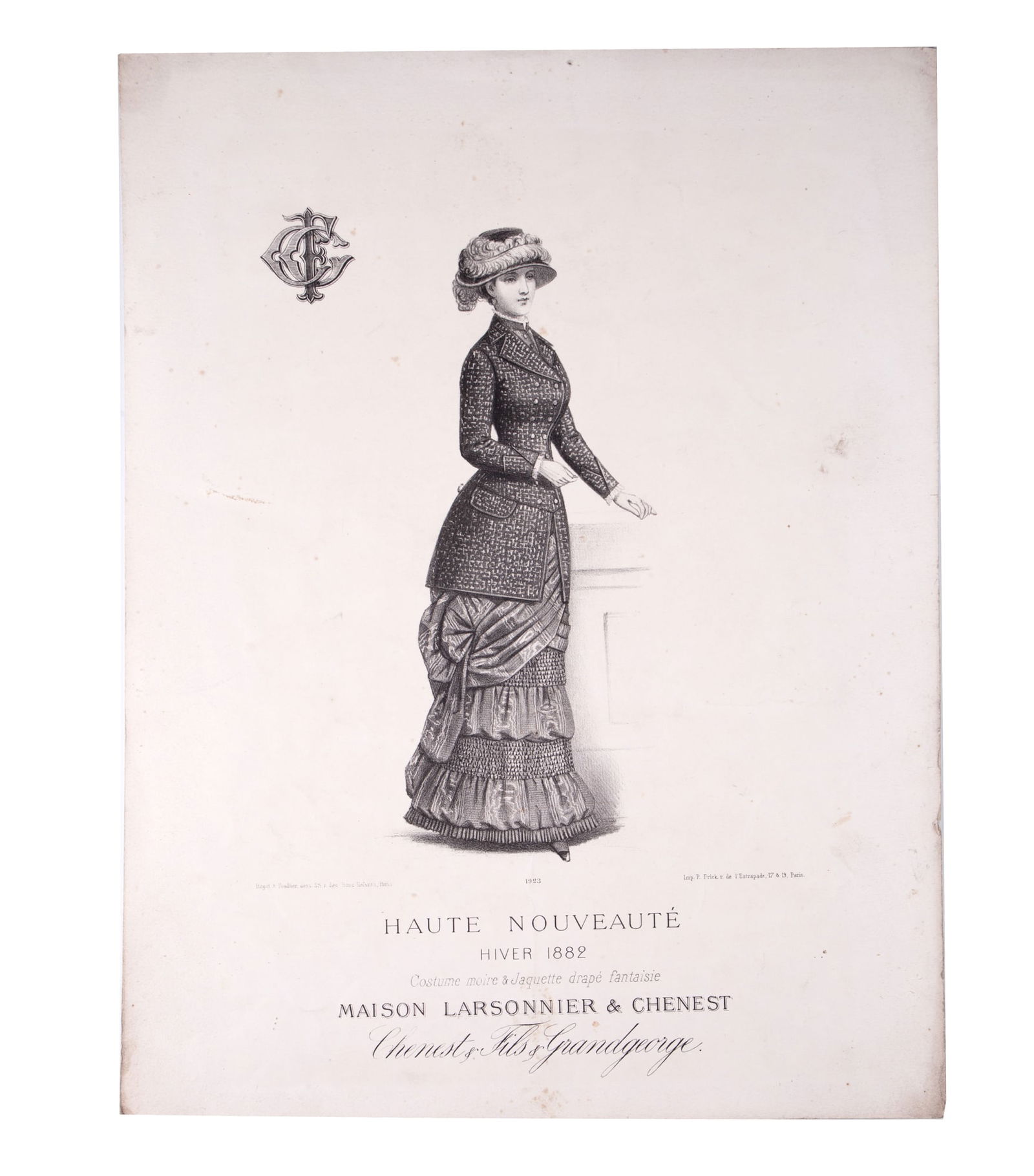 Poster 19th french lithogravure of fashion advertisement 1865 early ma: Title: Poster 19th french lithogravure of fashion advertisement 1865 early ma Description: Lithograph, avertisement catalogue of the 1865 fashion in France , which was at the time the cultural center