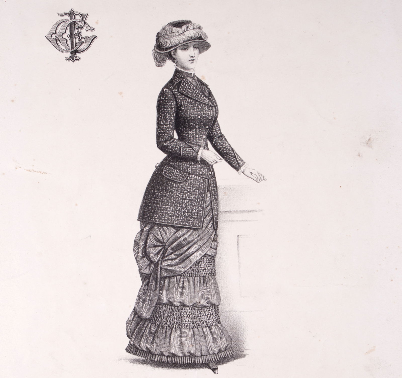 Poster 19th french lithogravure of fashion advertisement 1865 early ma - 2