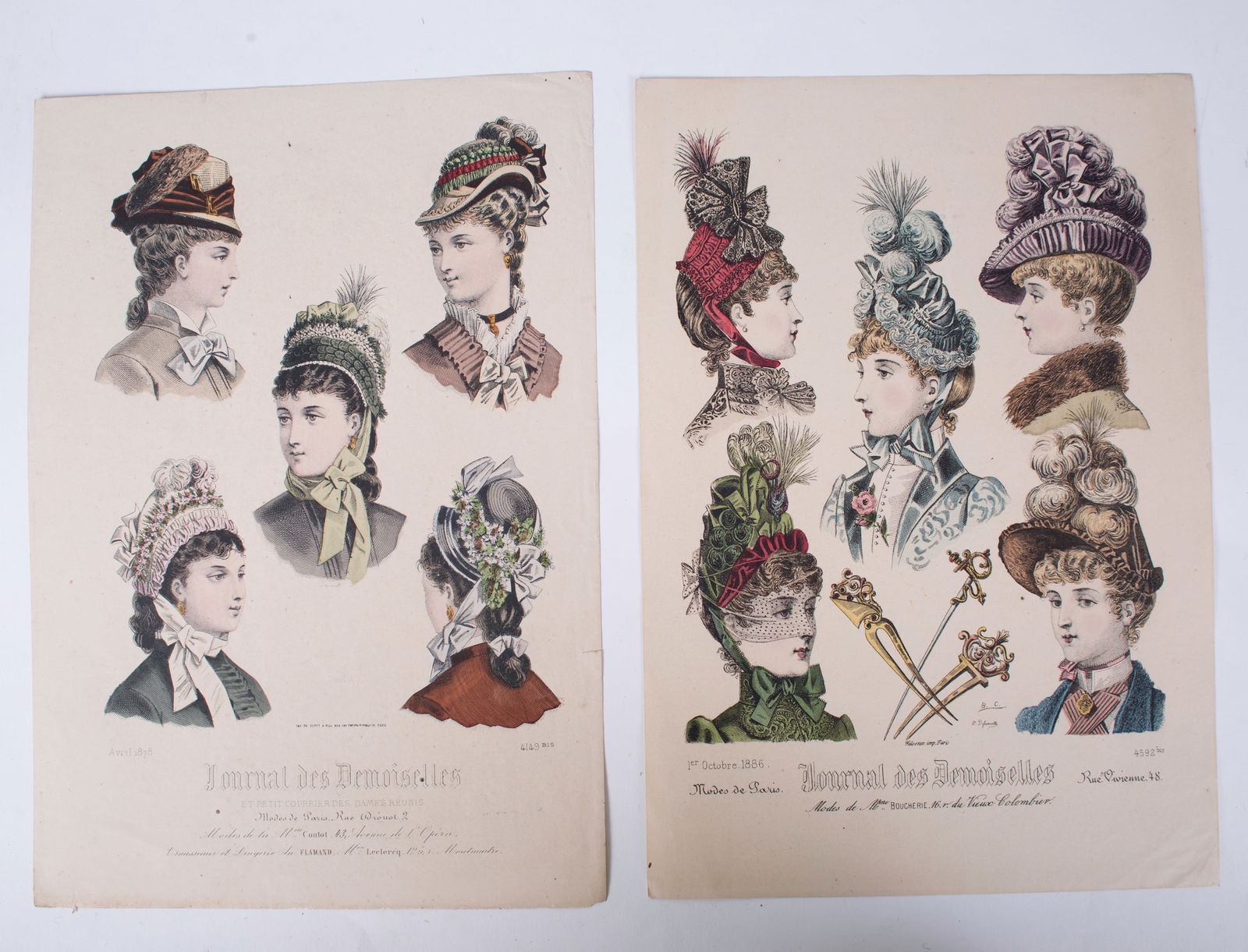 19th french lithogravure of fashion advertisement 1865 early magazine Set of 8 - 2