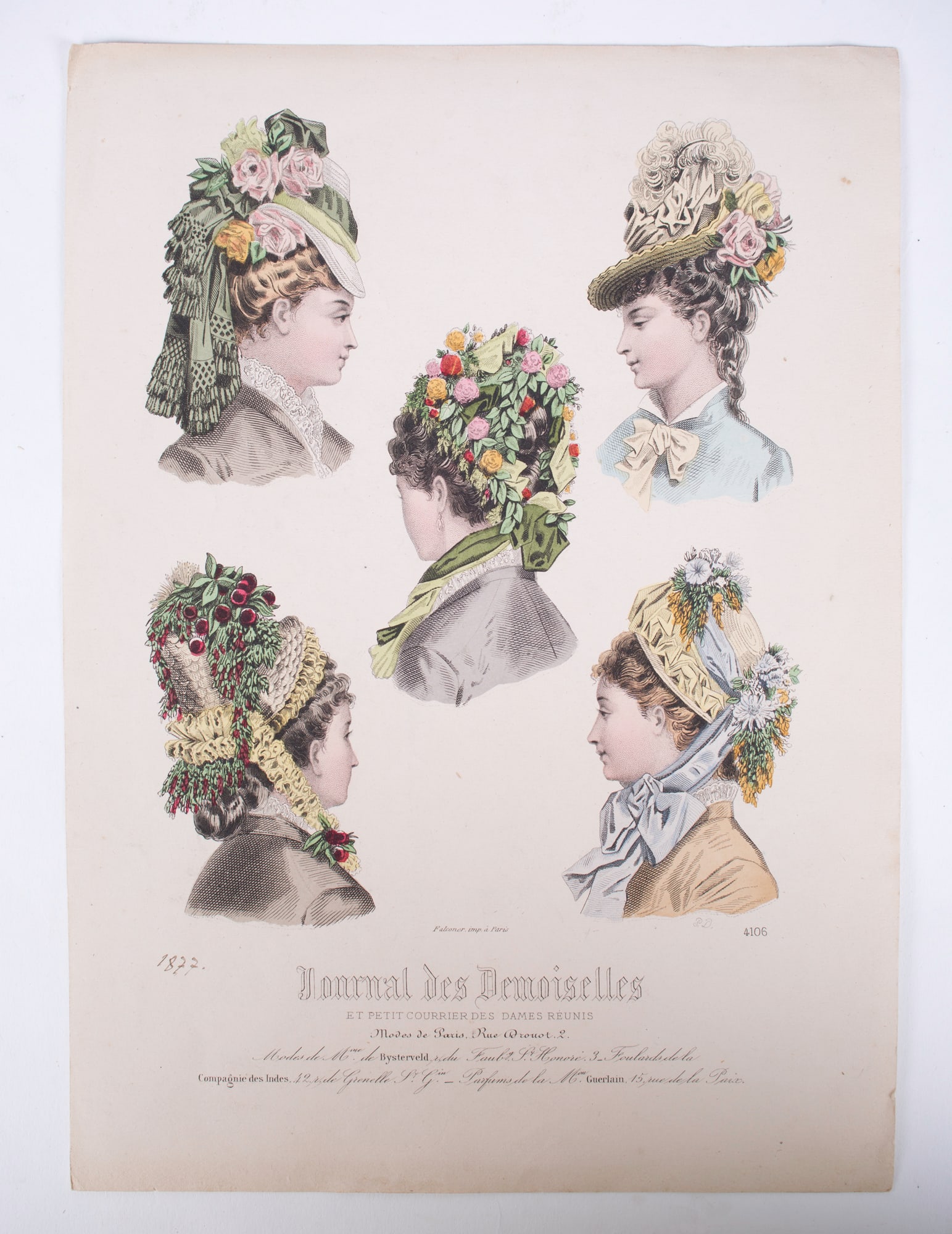 19th french lithogravure of fashion advertisement 1865 early magazine - 5