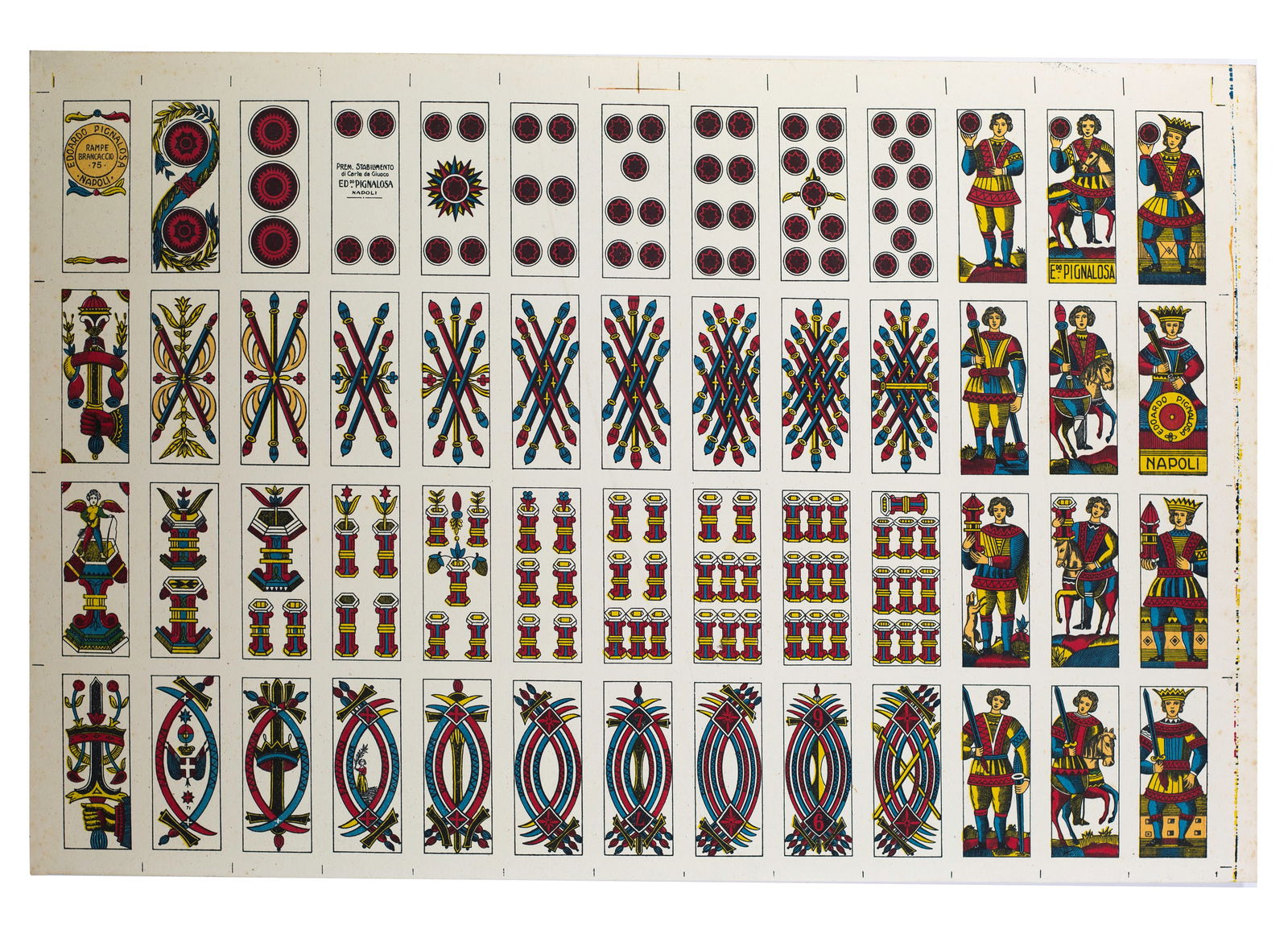 VINTAGE UNCUT ITALIAN Piacentine deck PLAYING CARDS PIGNALOSA NAPOLI: Title: VINTAGE UNCUT ITALIAN Piacentine deck PLAYING CARDS PIGNALOSA NAPOLI Description: The typology of Spanish/Italian playing cards is fascinating, with regional gaming traditions resulting in a
